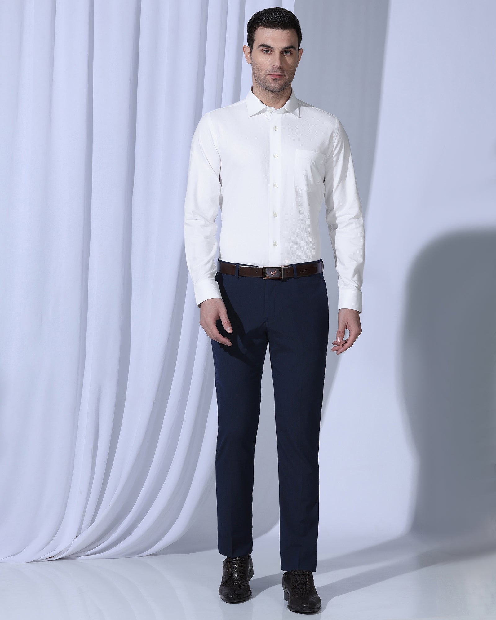 Formal White Textured Shirt - Noir