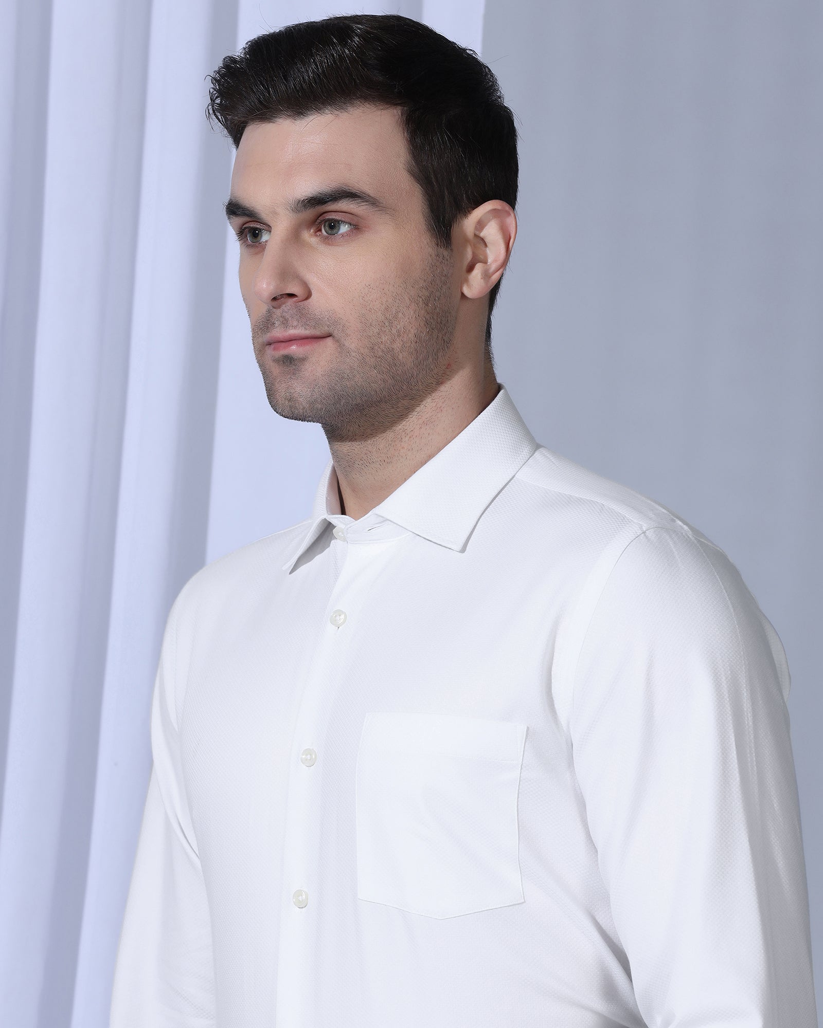 Formal White Textured Shirt - Noir