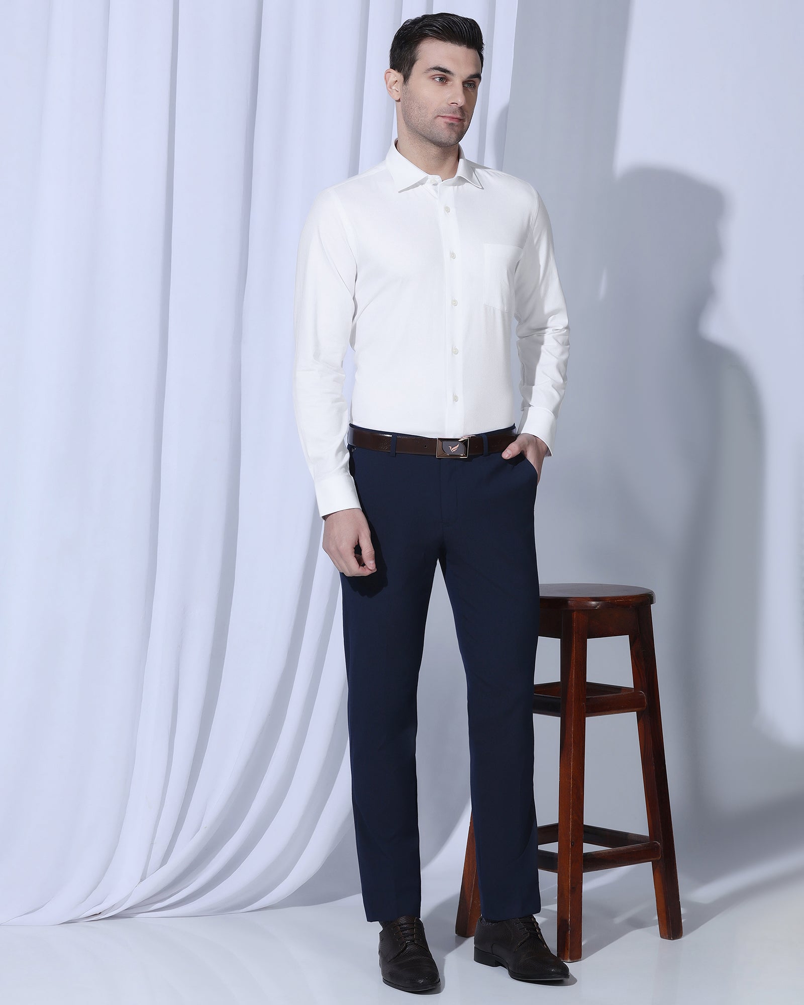 Formal White Textured Shirt - Noir