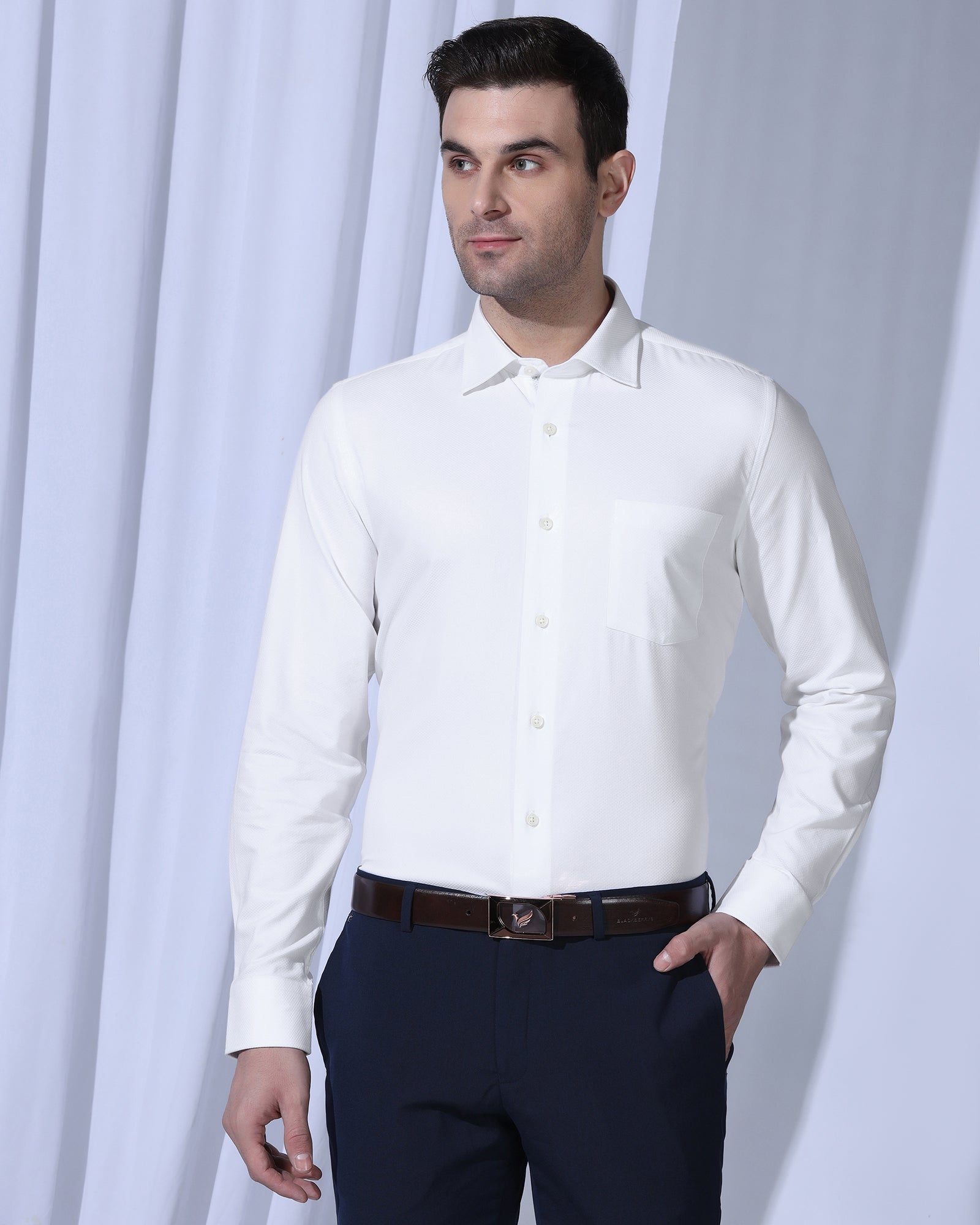 Formal White Textured Shirt - Noir