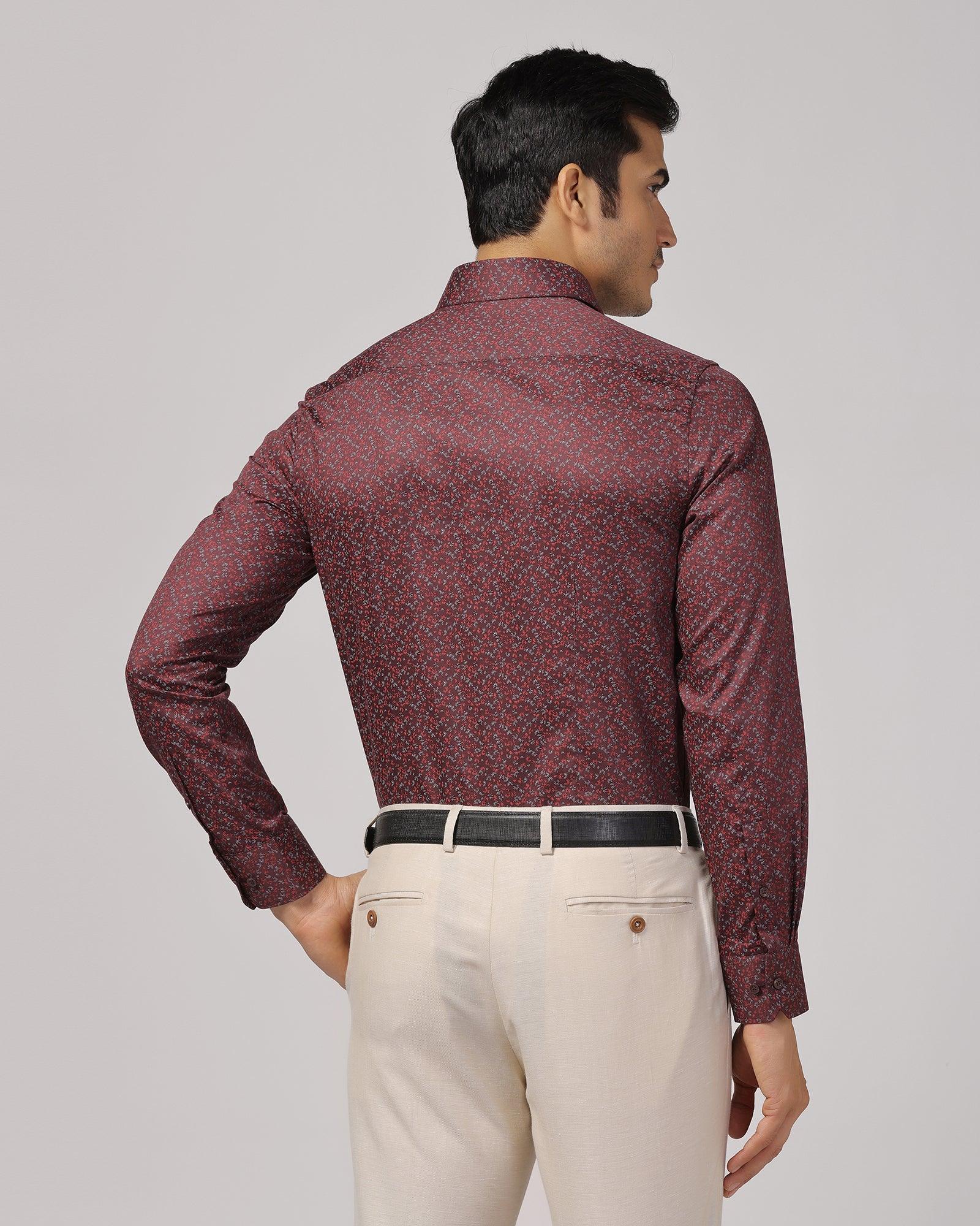 Formal Wine Printed Shirt - Govic - Blackberrys