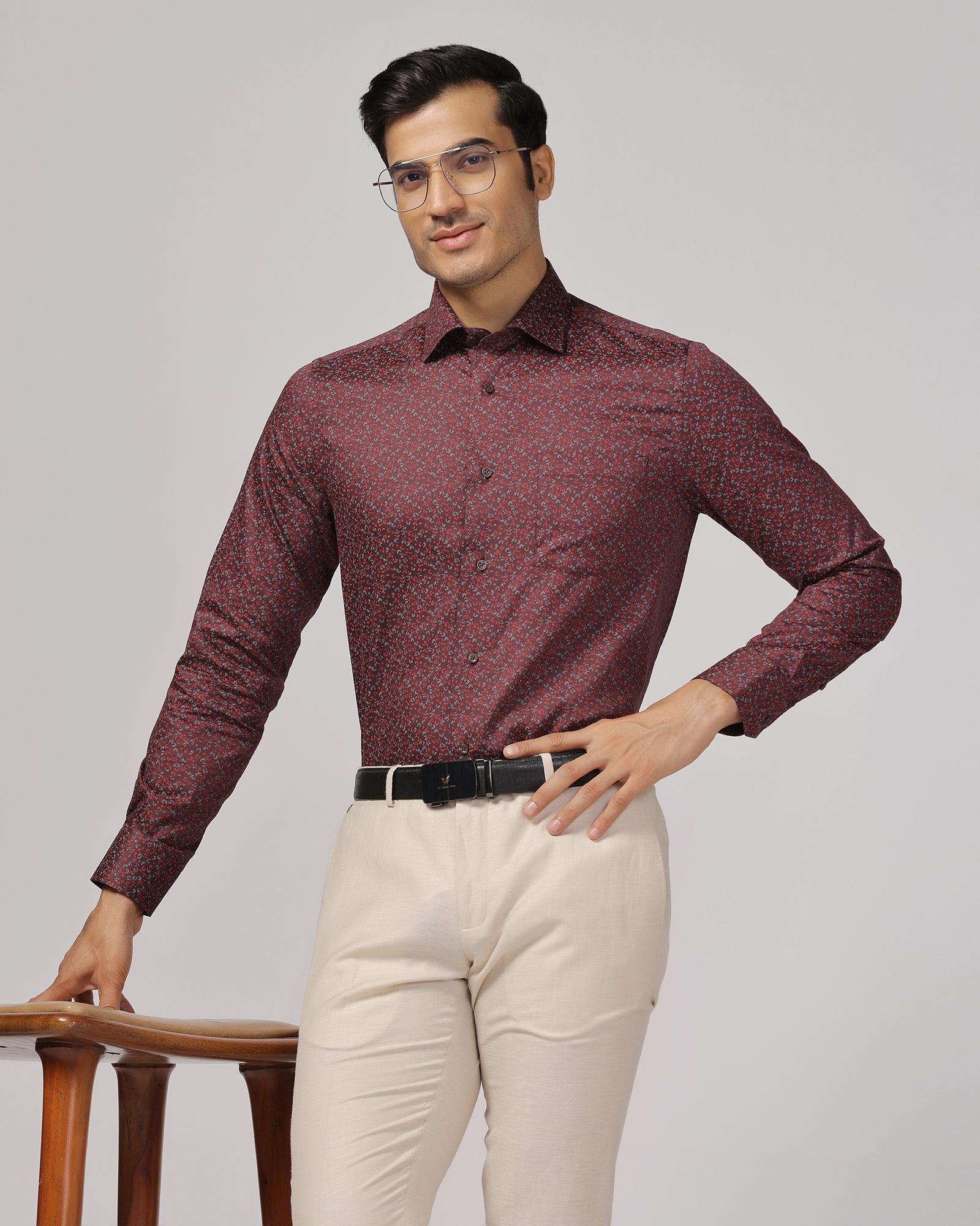 Formal Wine Printed Shirt - Govic - Blackberrys