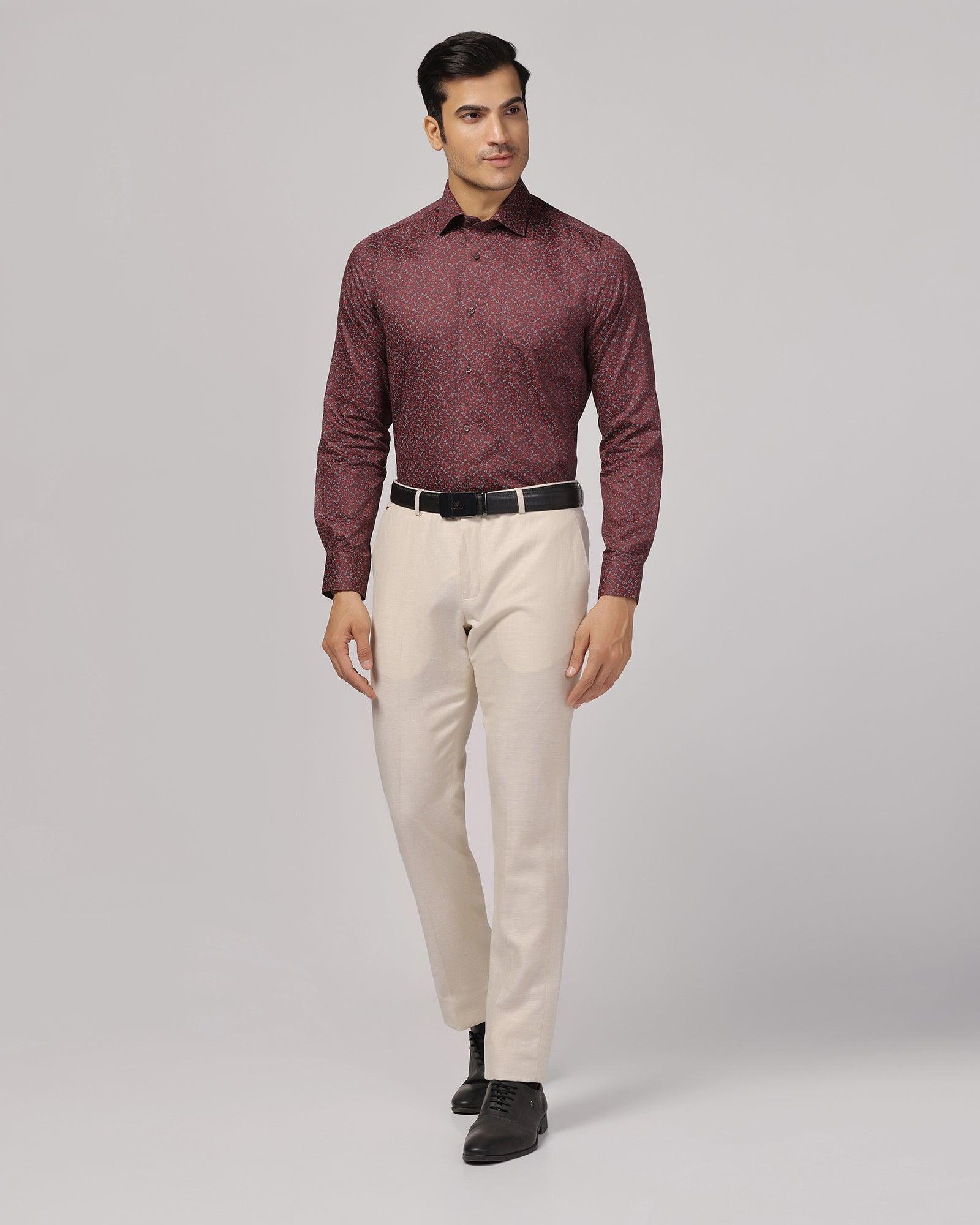 Formal Wine Printed Shirt - Govic - Blackberrys