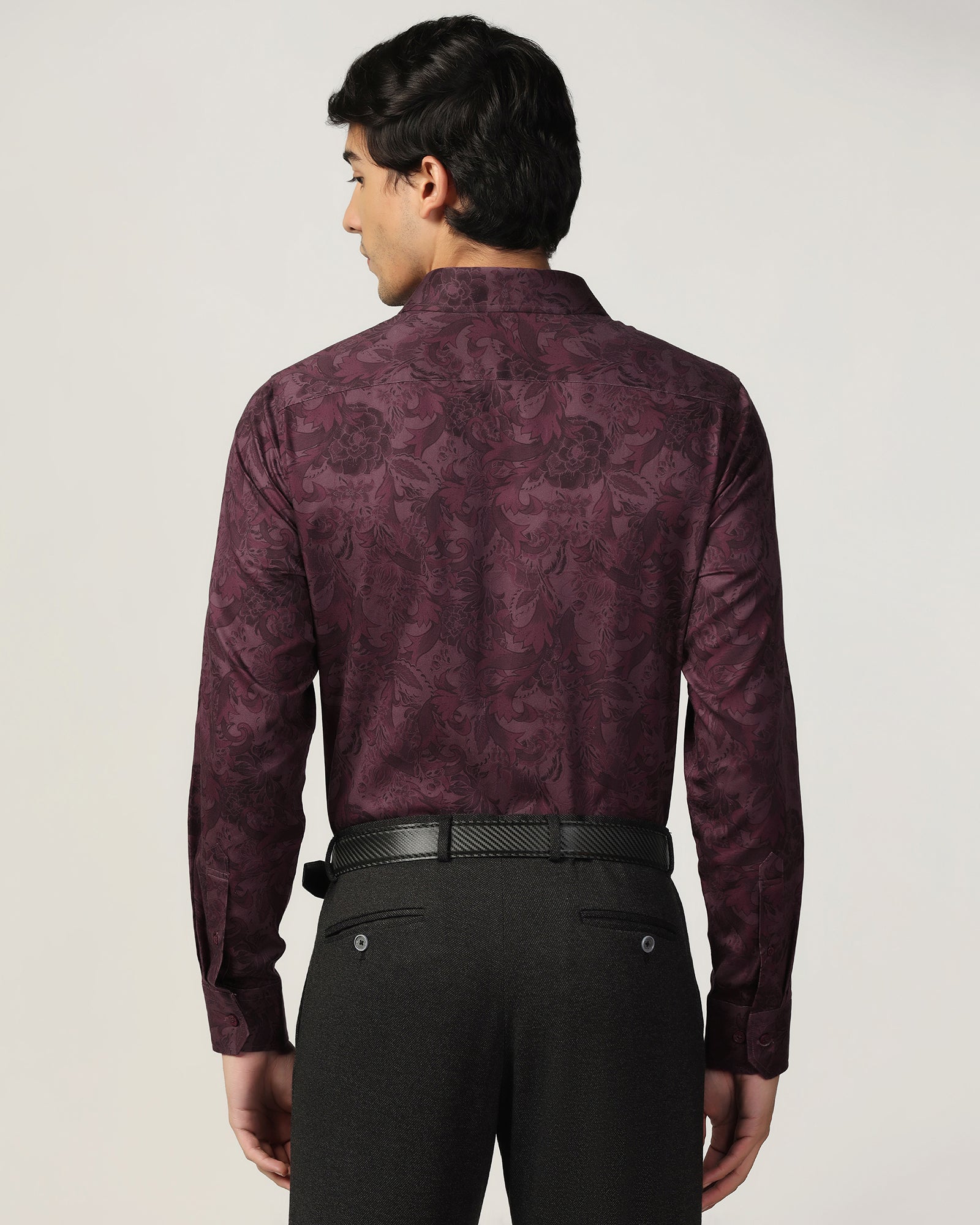 Formal Wine Printed Shirt - Iwaki
