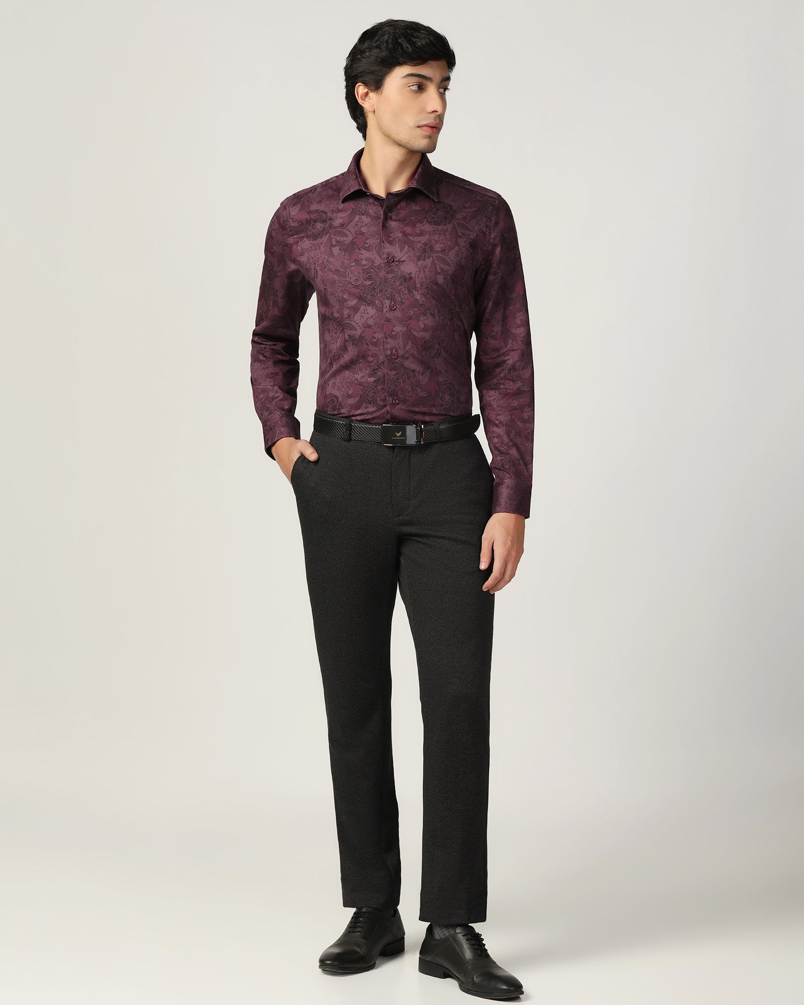 Formal Wine Printed Shirt - Iwaki