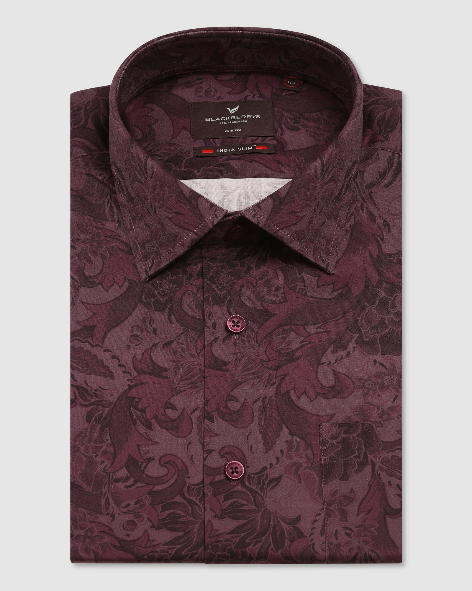 Formal Wine Printed Shirt - Iwaki