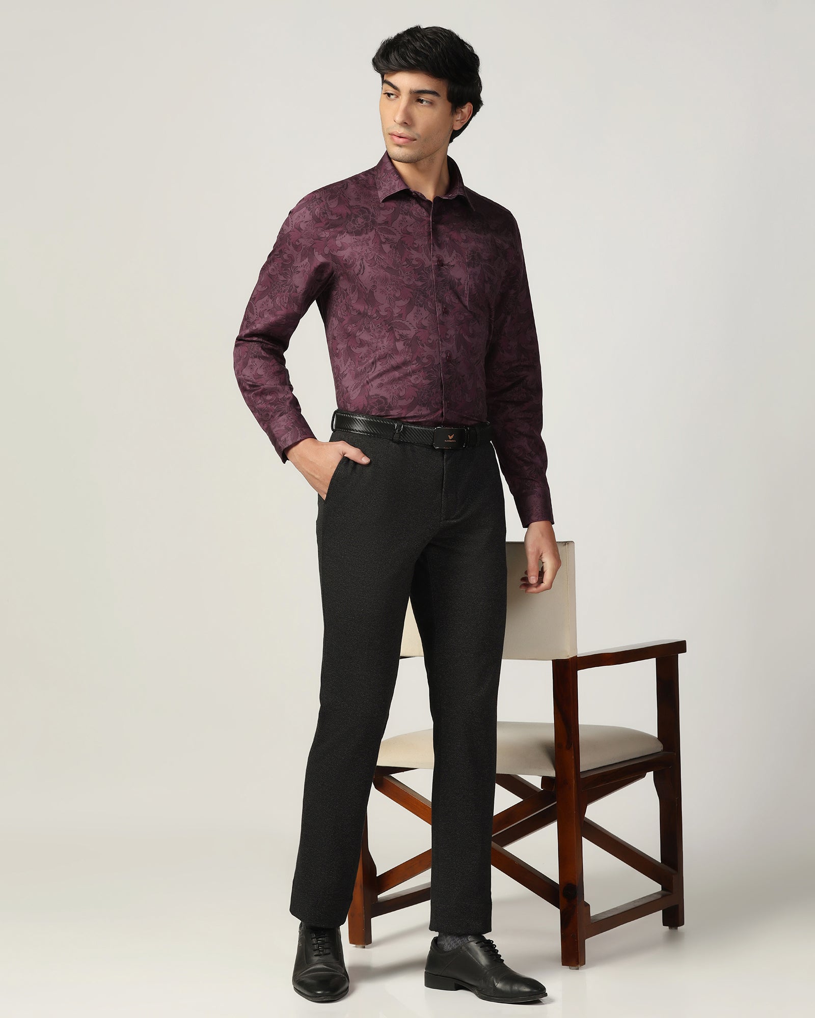 Formal Wine Printed Shirt - Iwaki