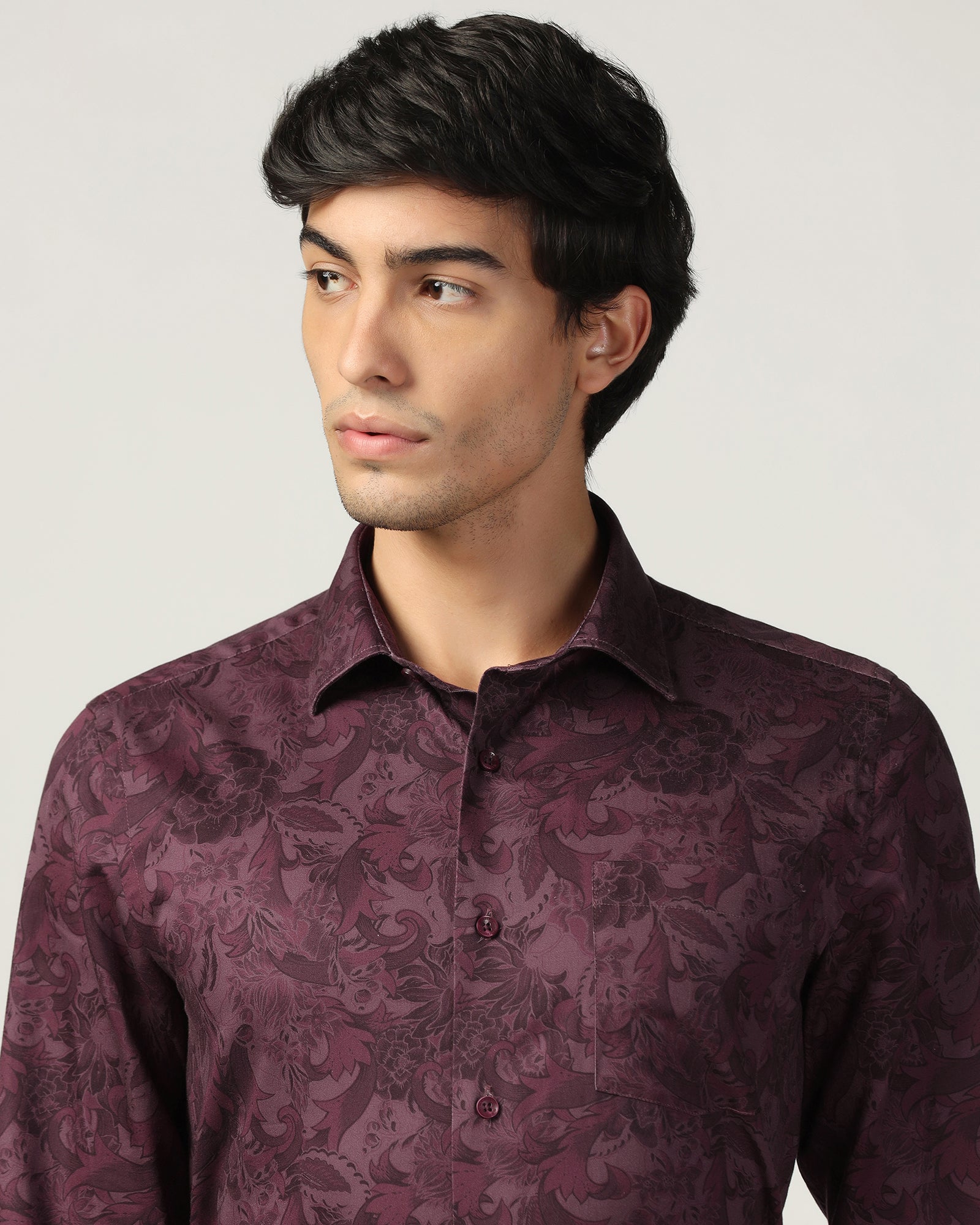 Formal Wine Printed Shirt - Iwaki