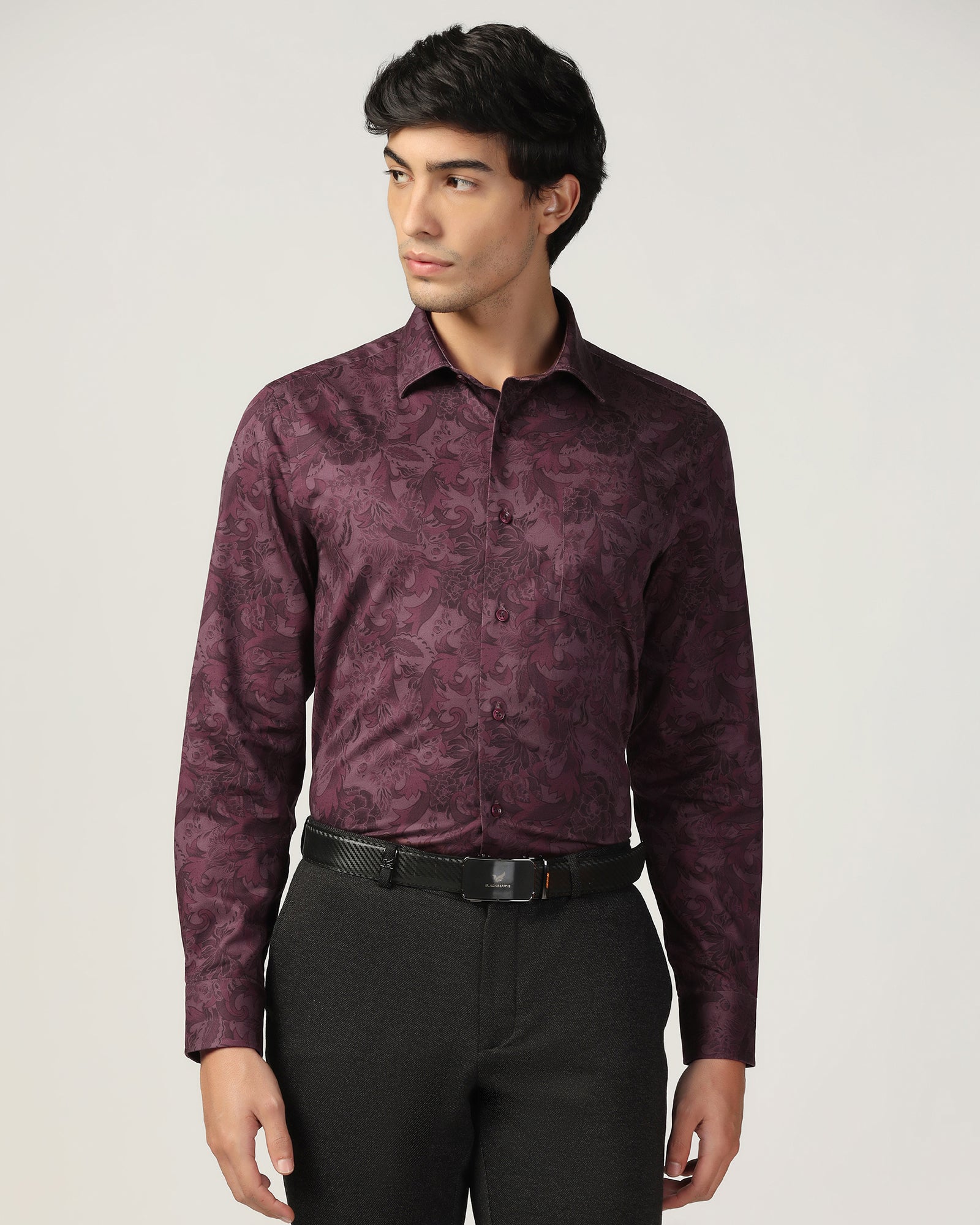 Formal Wine Printed Shirt - Iwaki