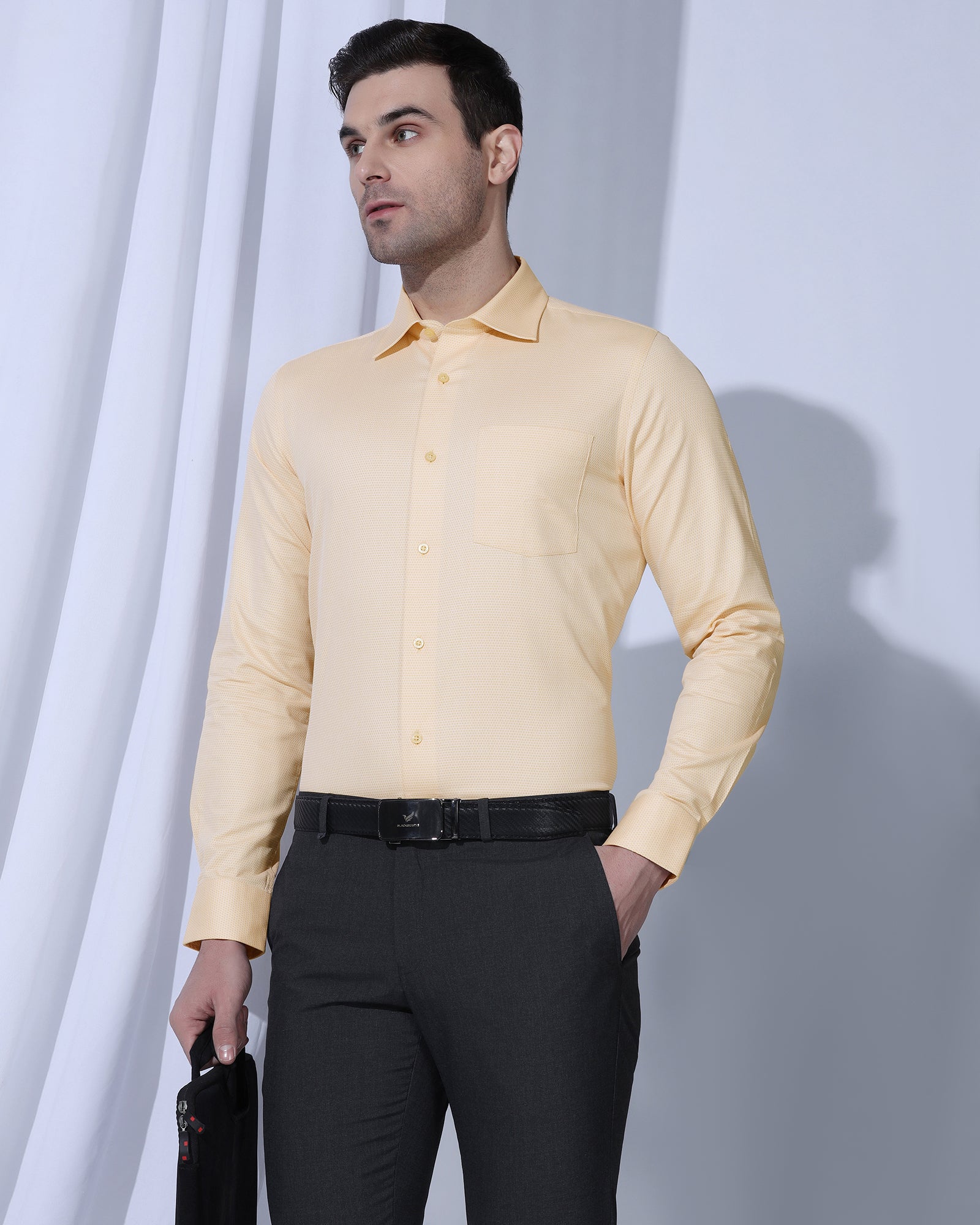 Formal Yellow Textured Shirt - Benet