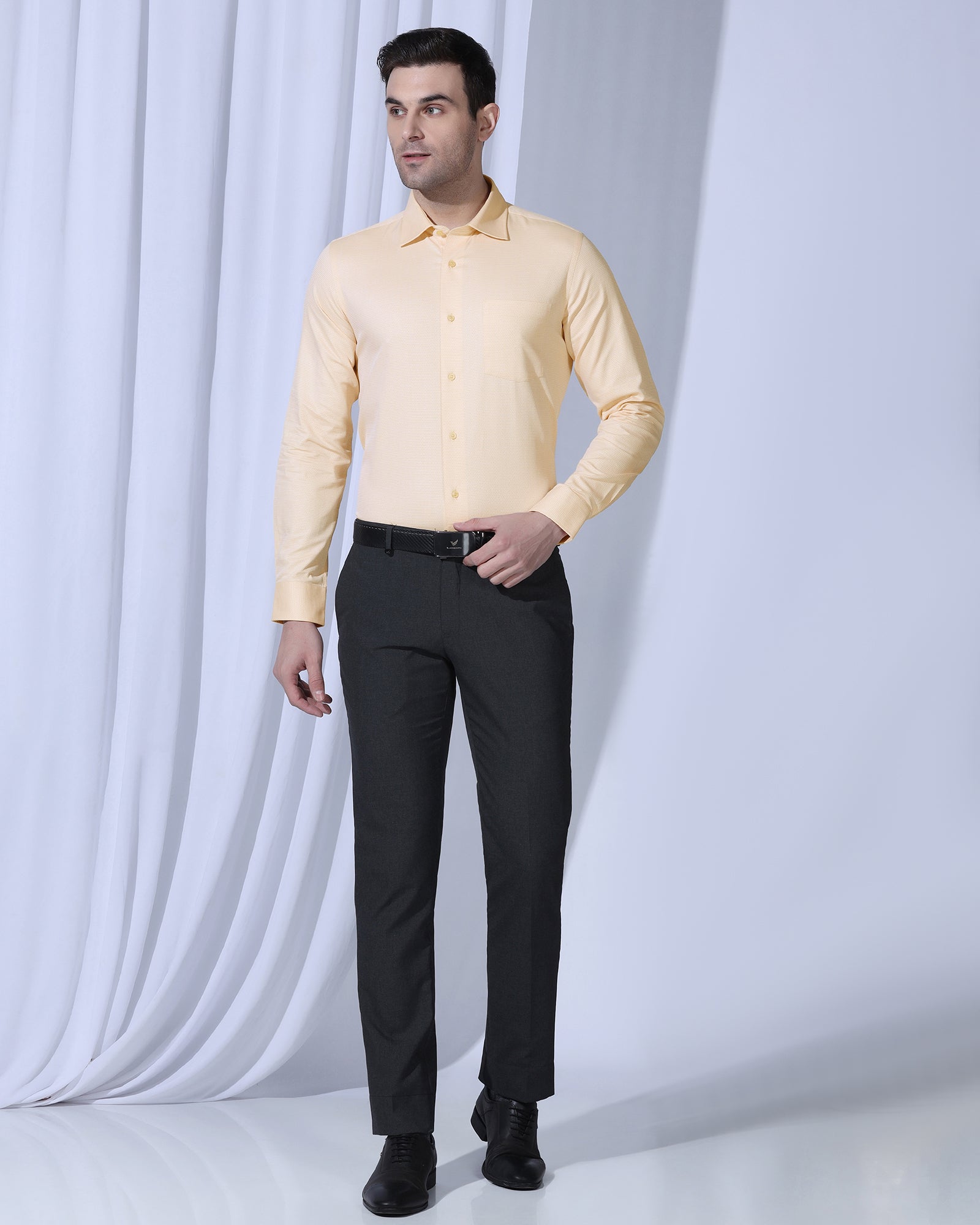 Formal Yellow Textured Shirt - Benet