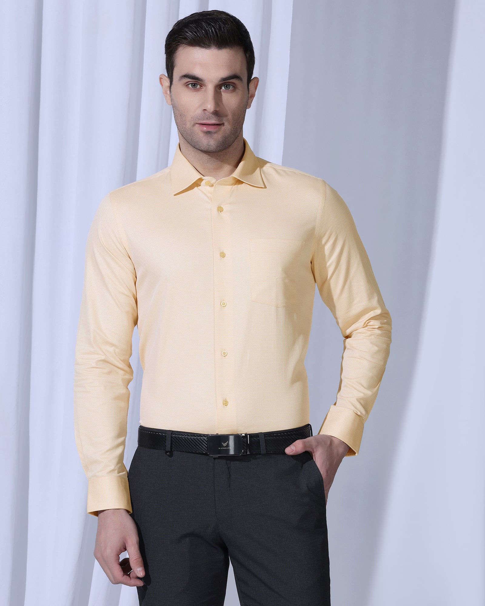Formal Yellow Textured Shirt - Benet