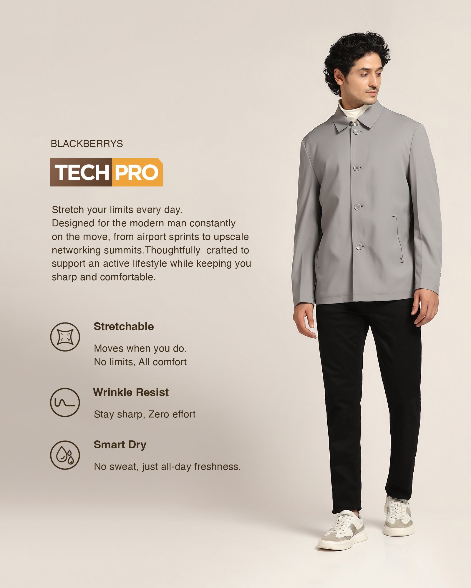 TechPro Grey Solid Jacket - Jackpot