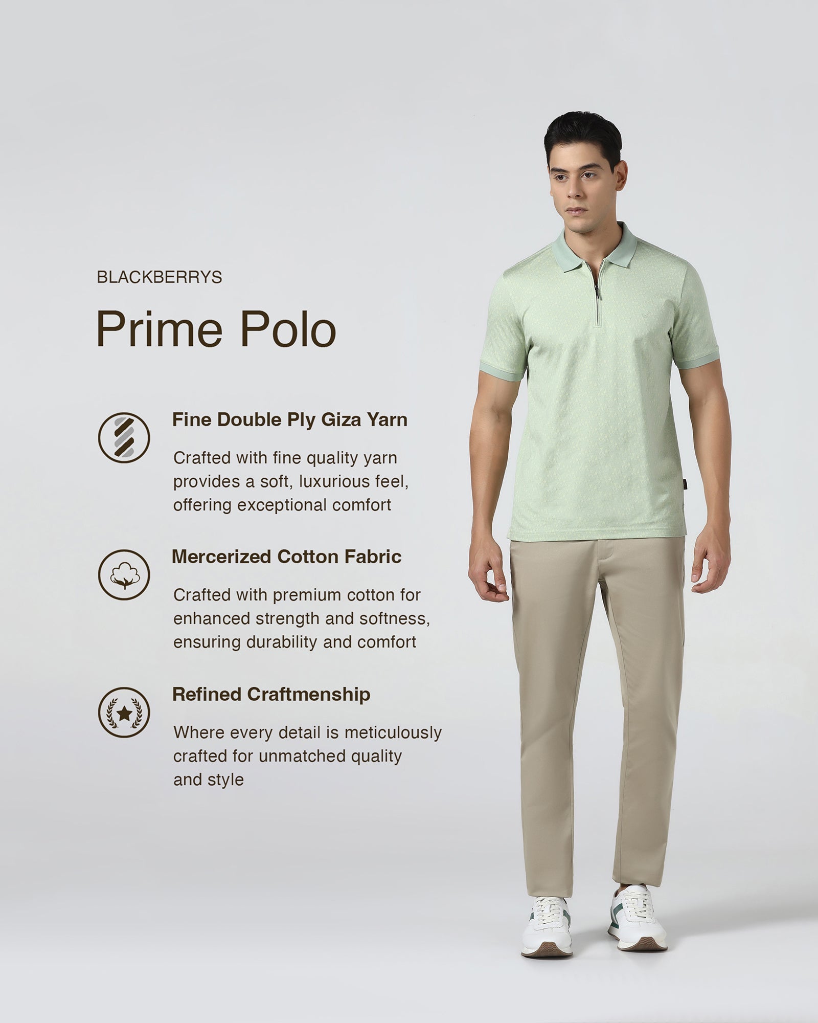 Frost Green Textured Polo - Sky