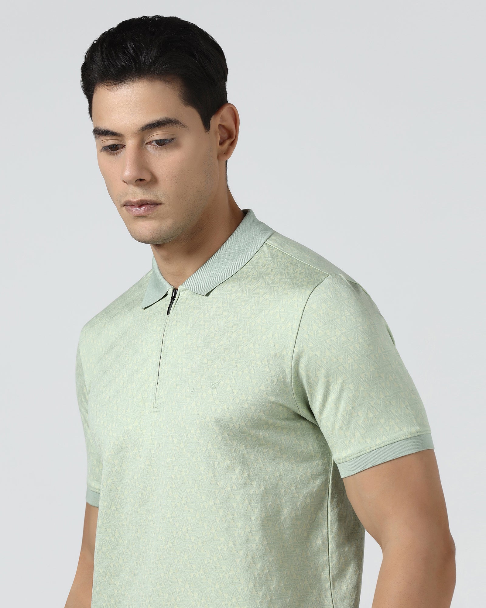 Frost Green Textured Polo - Sky