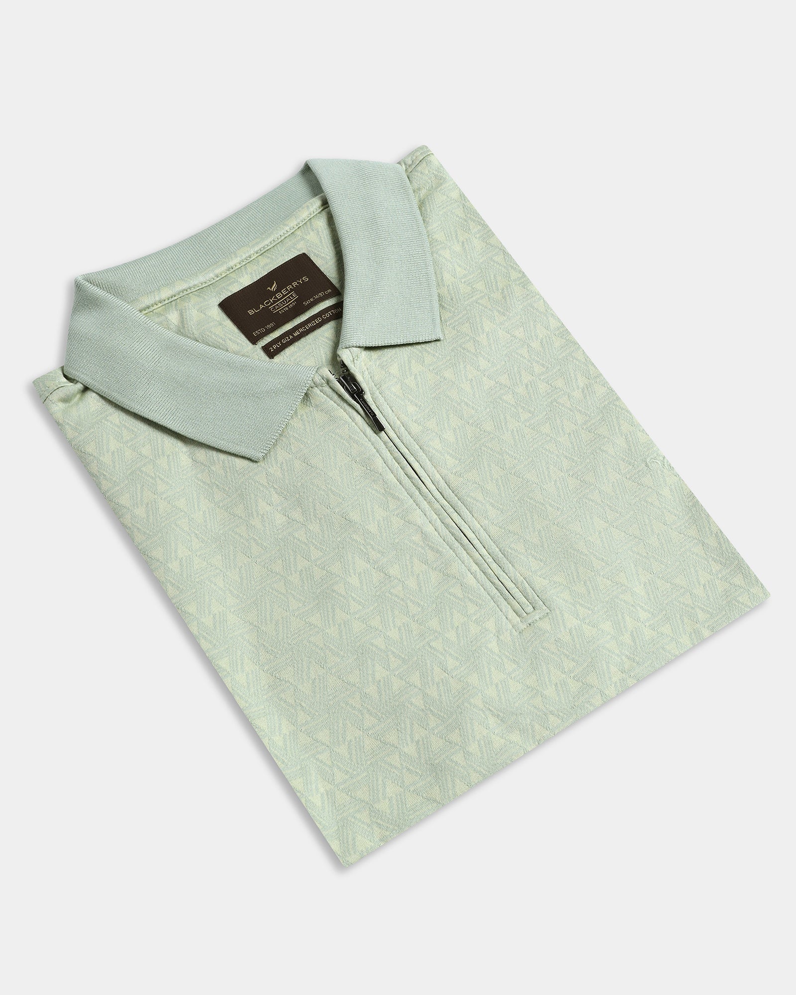 Frost Green Textured Polo - Sky