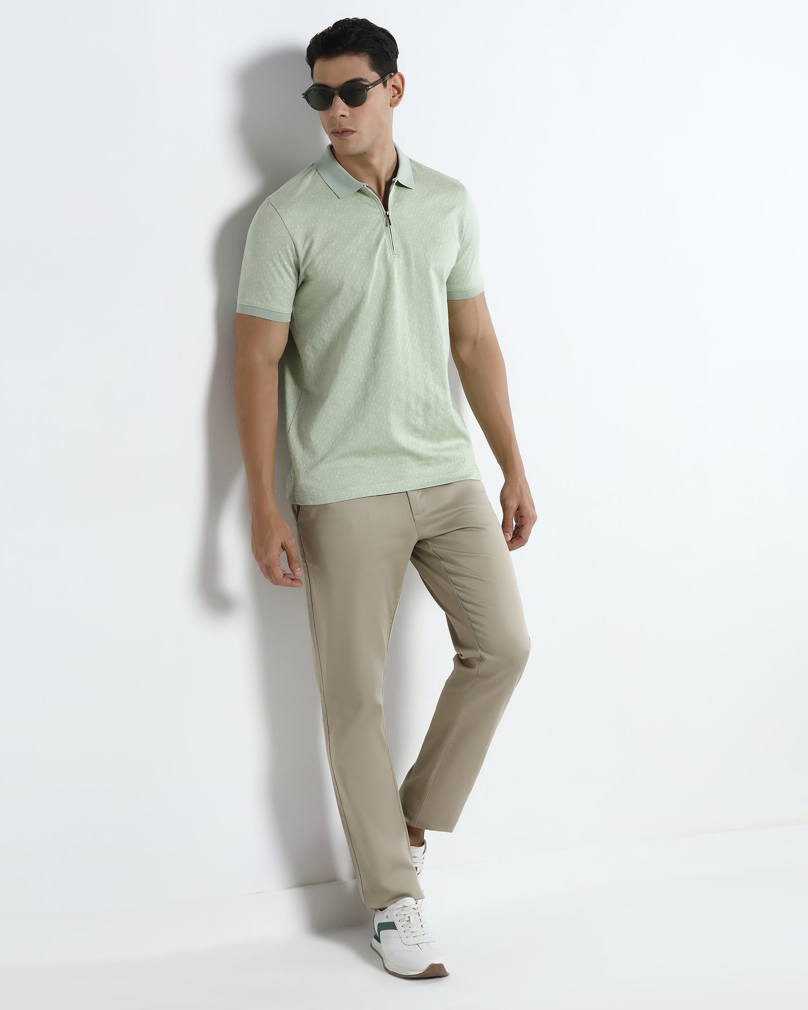 Frost Green Textured Polo - Sky