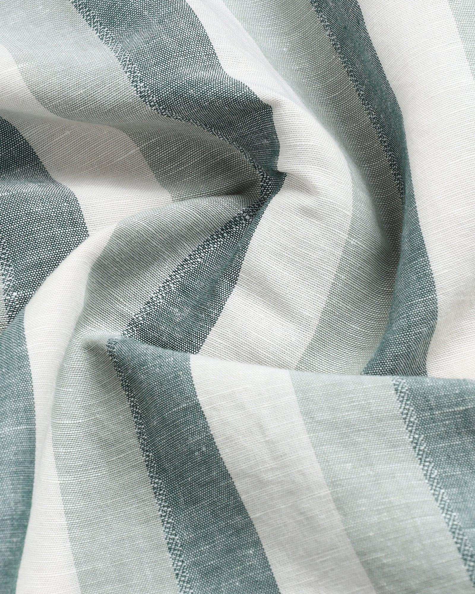 Green Half Sleeve Linen Stripe Shirt - Vintar