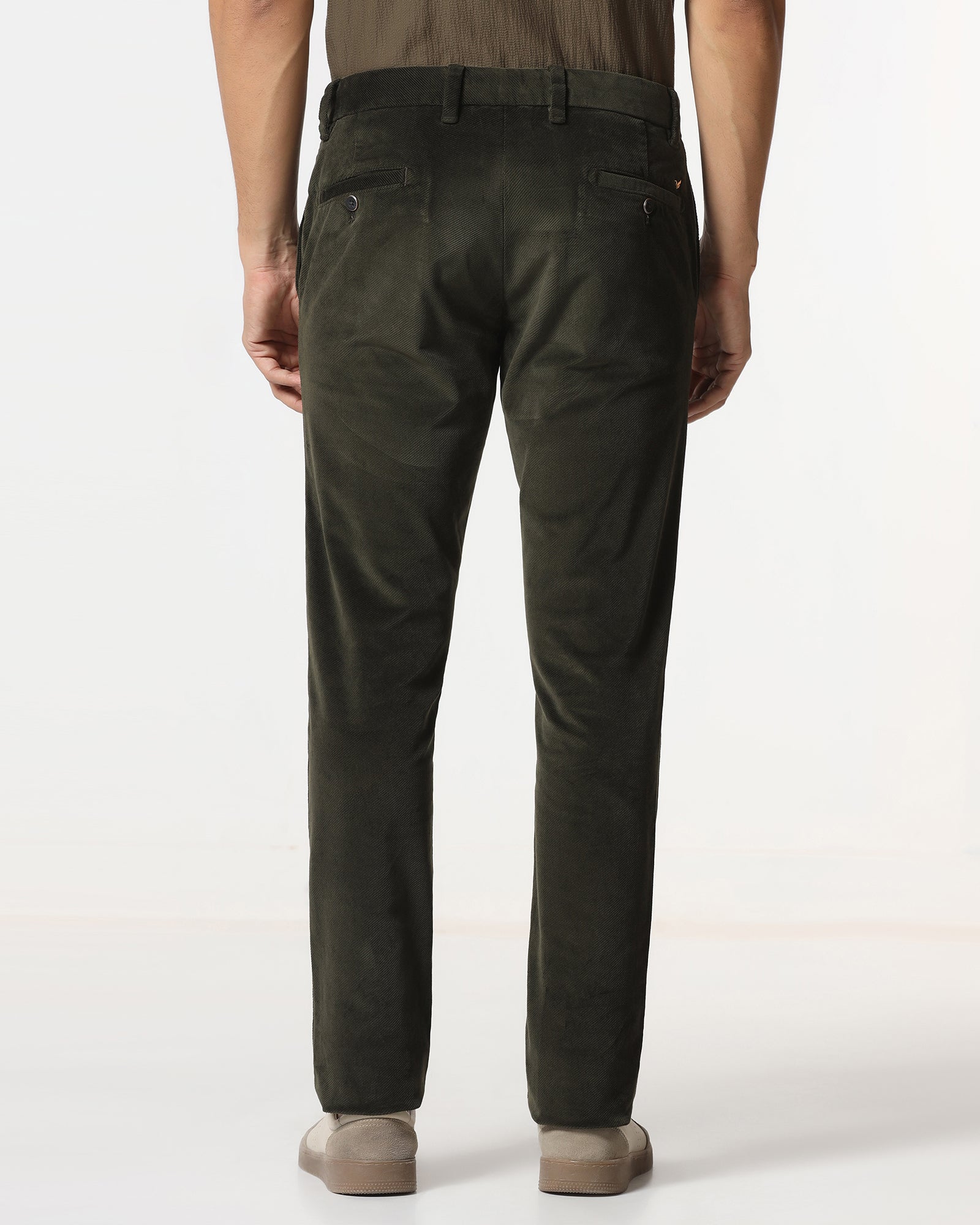 Green Corduroy Solid Khakis - Fraser
