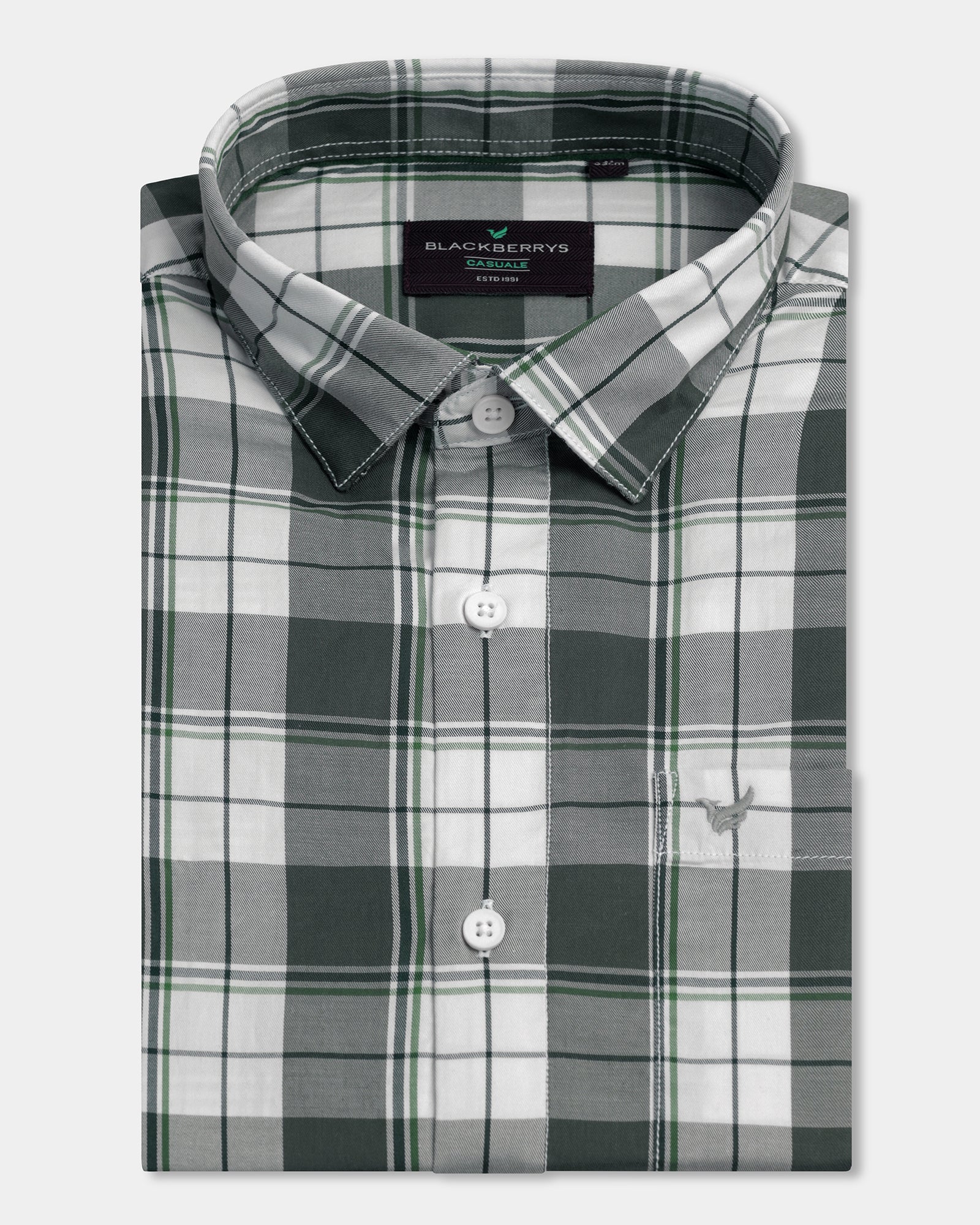 Green Half Sleeve Check Shirt - Bergen