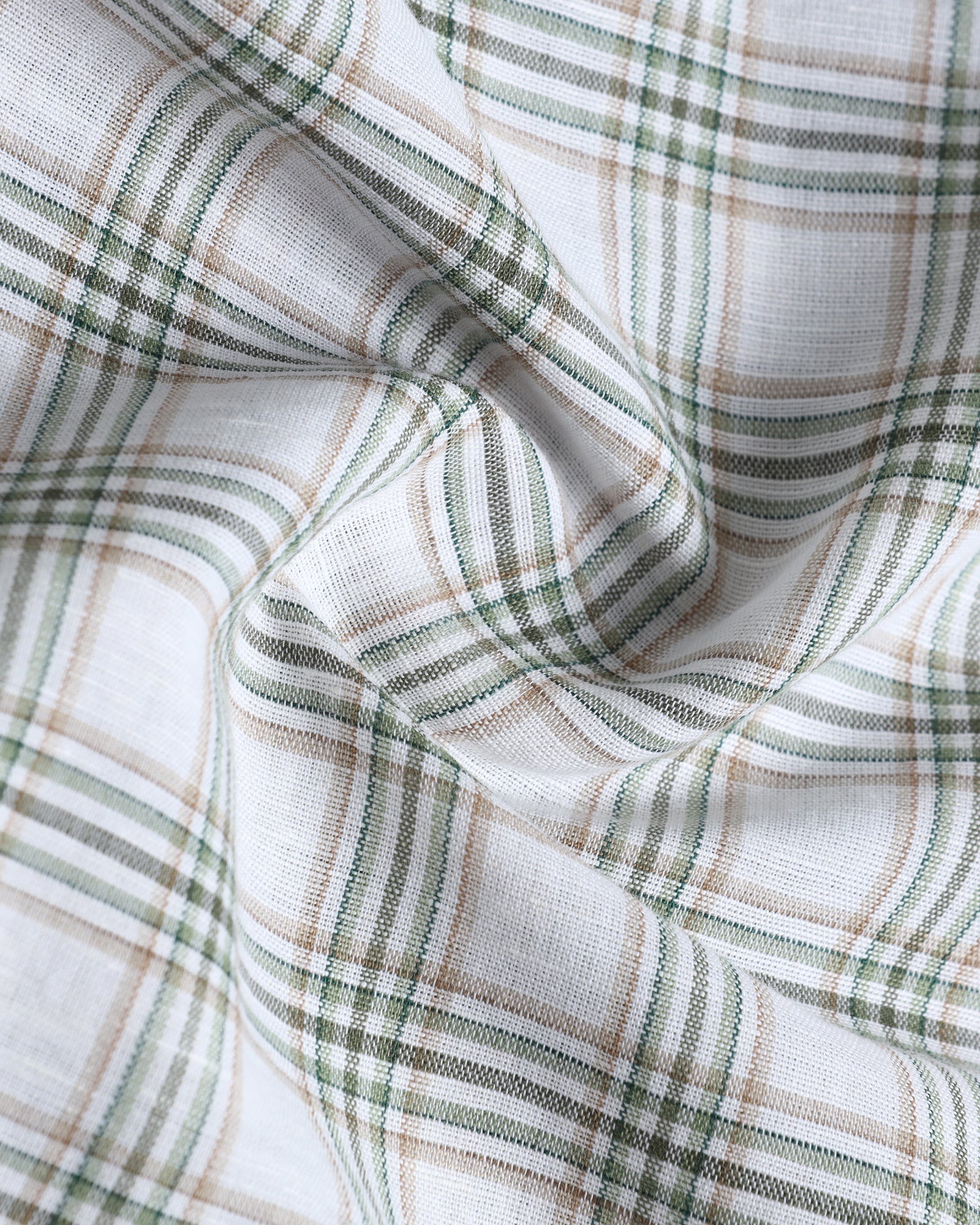 Green Linen Check Shirt - Dravo