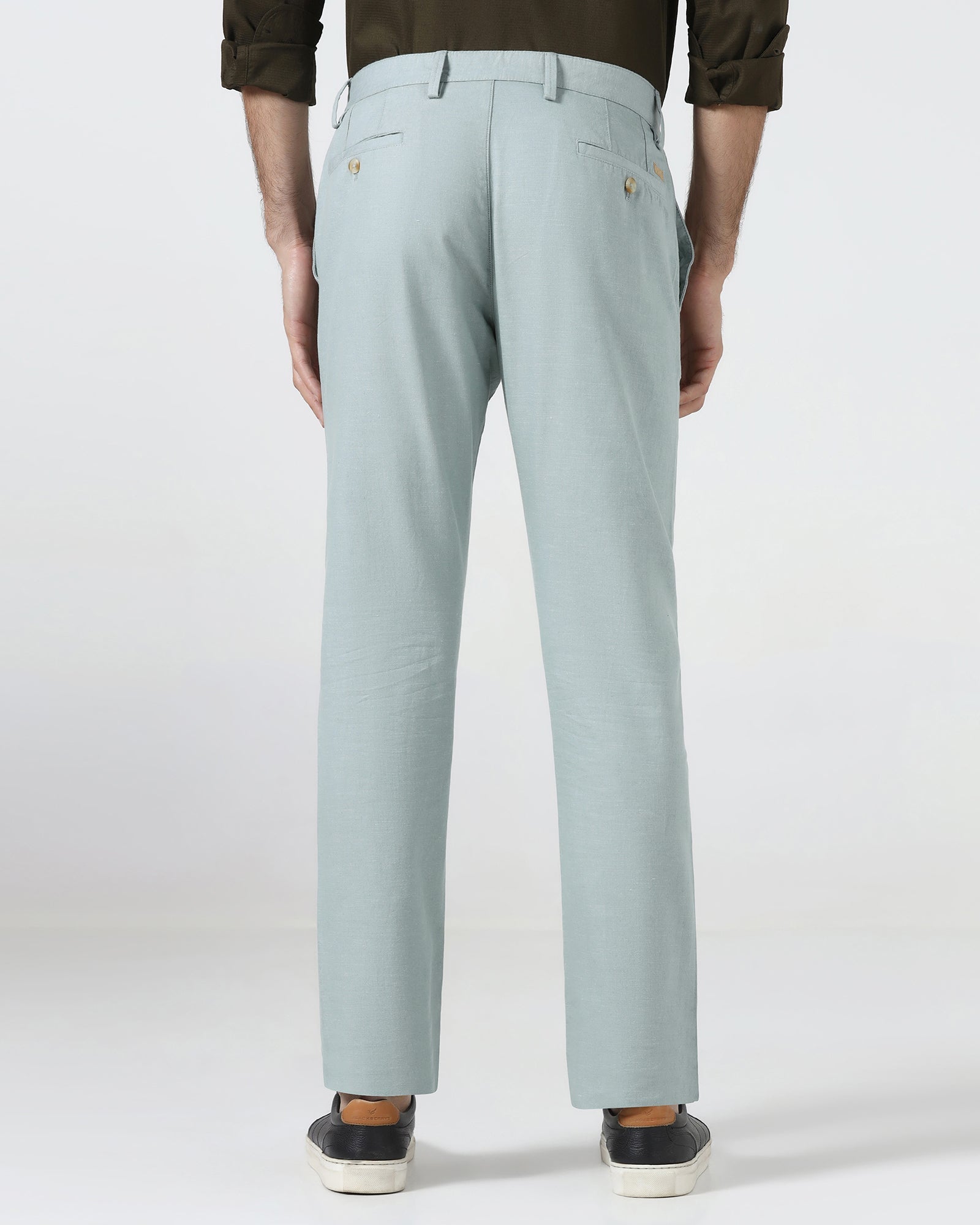 Green Linen Solid Khakis - Judas
