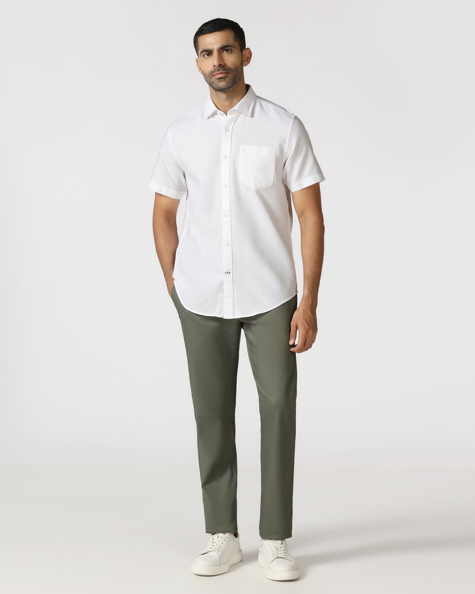 Green Non Iron Solid Khakis - Peter