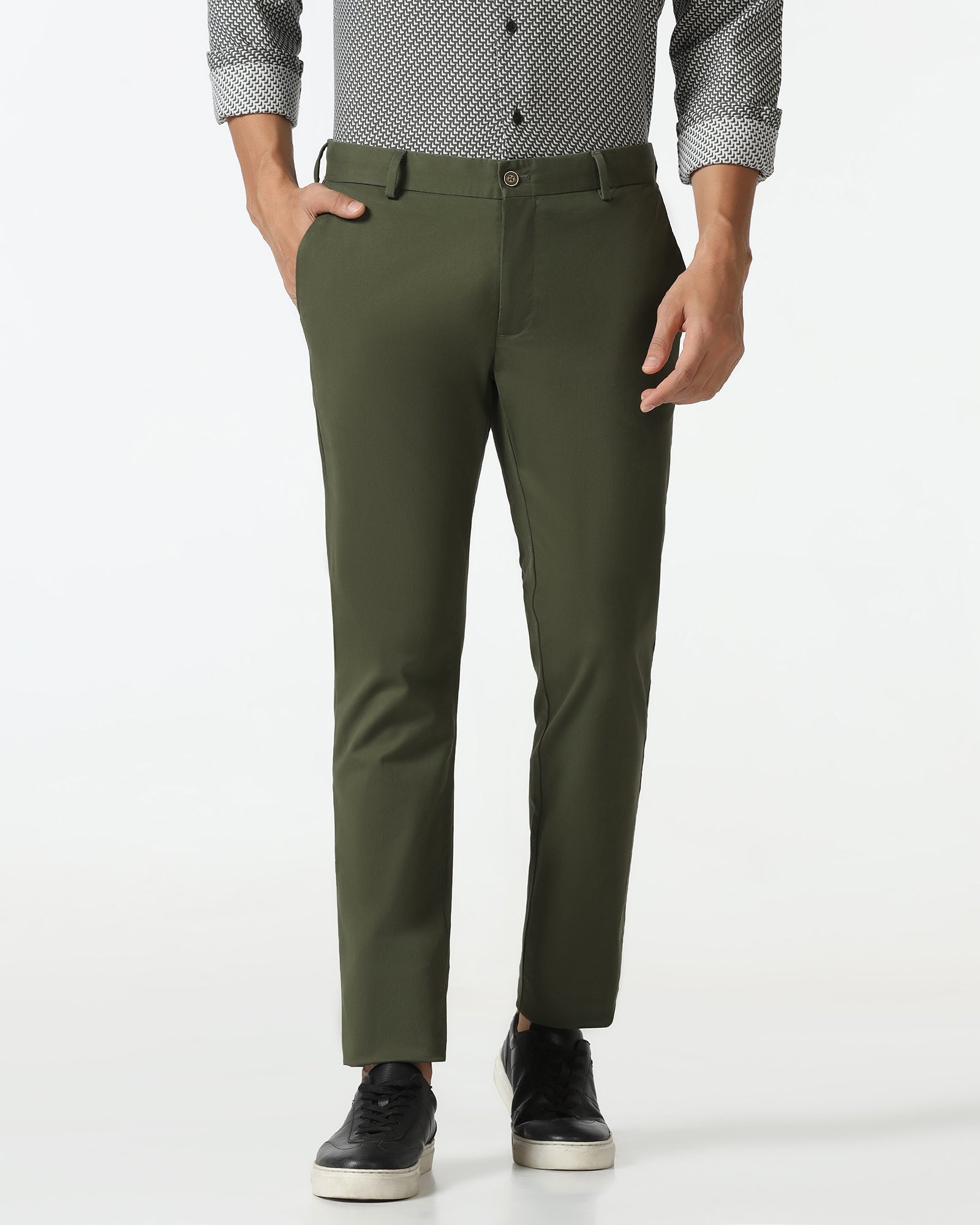 Green Solid Khakis - Mario