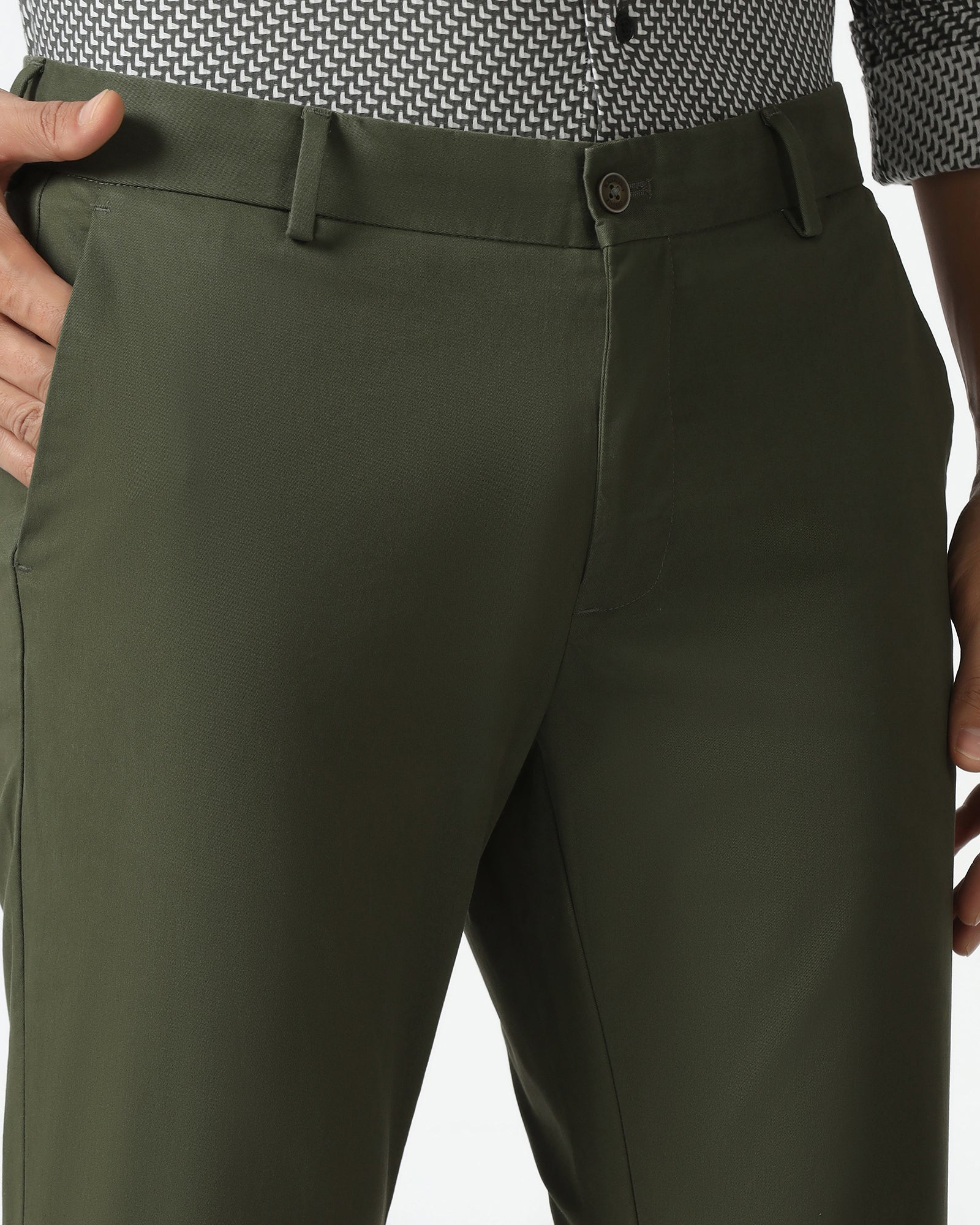 Green Solid Khakis - Mario
