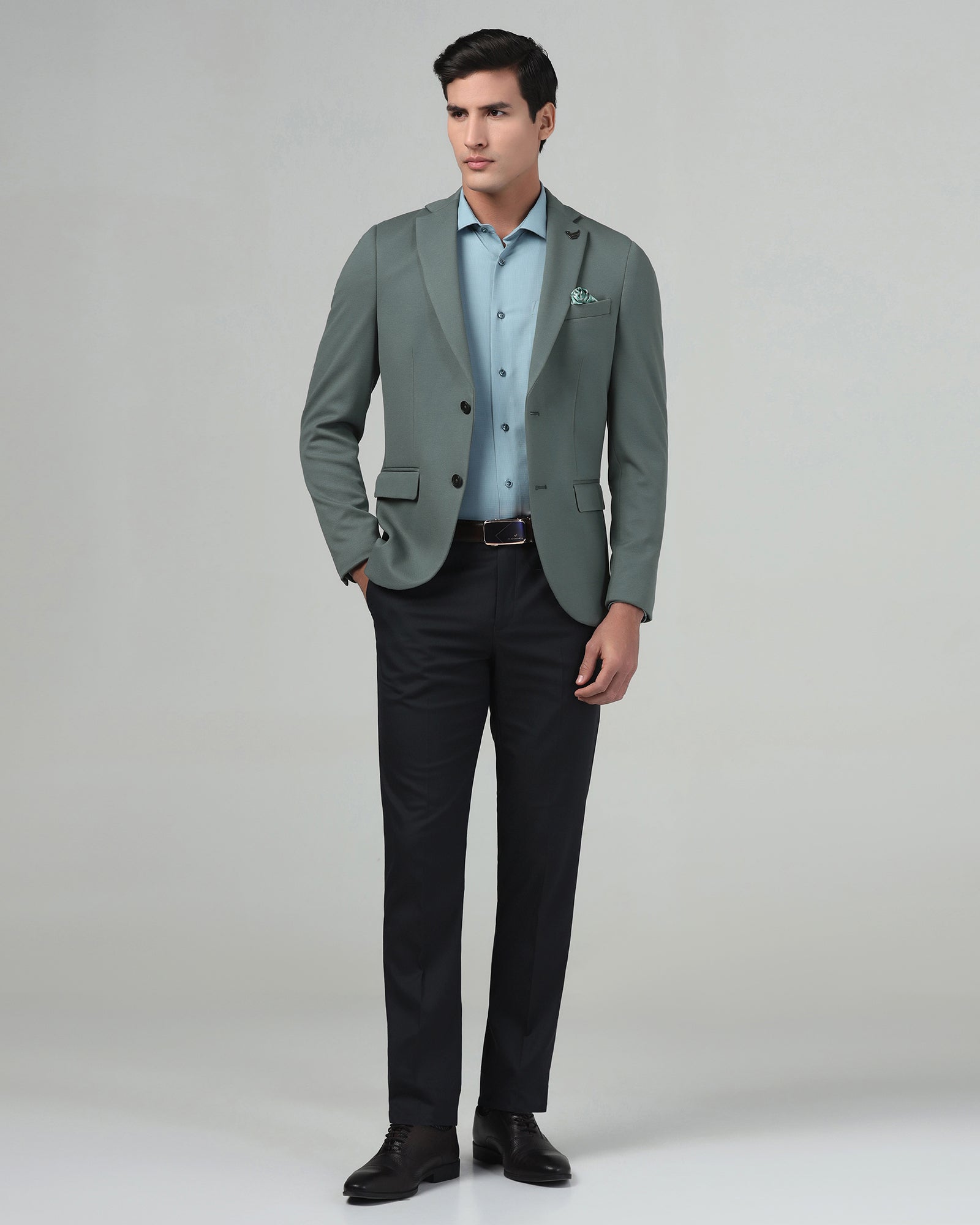 Green Textured Blazer - Lionel