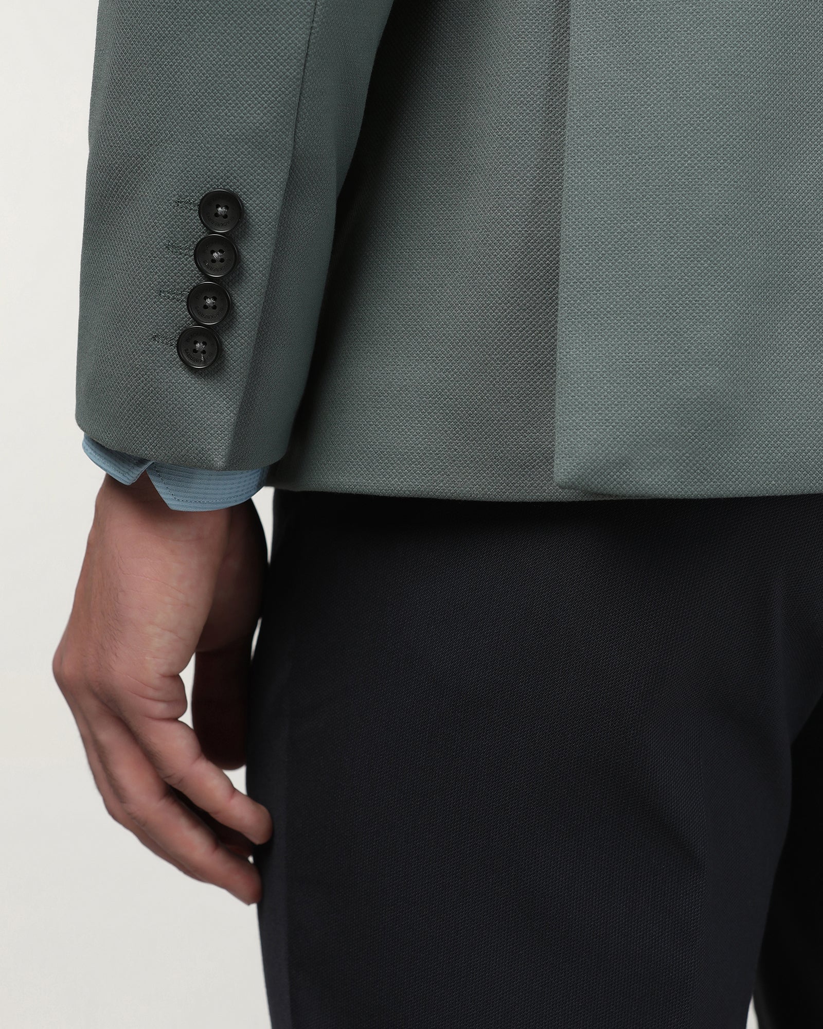 Green Textured Blazer - Lionel