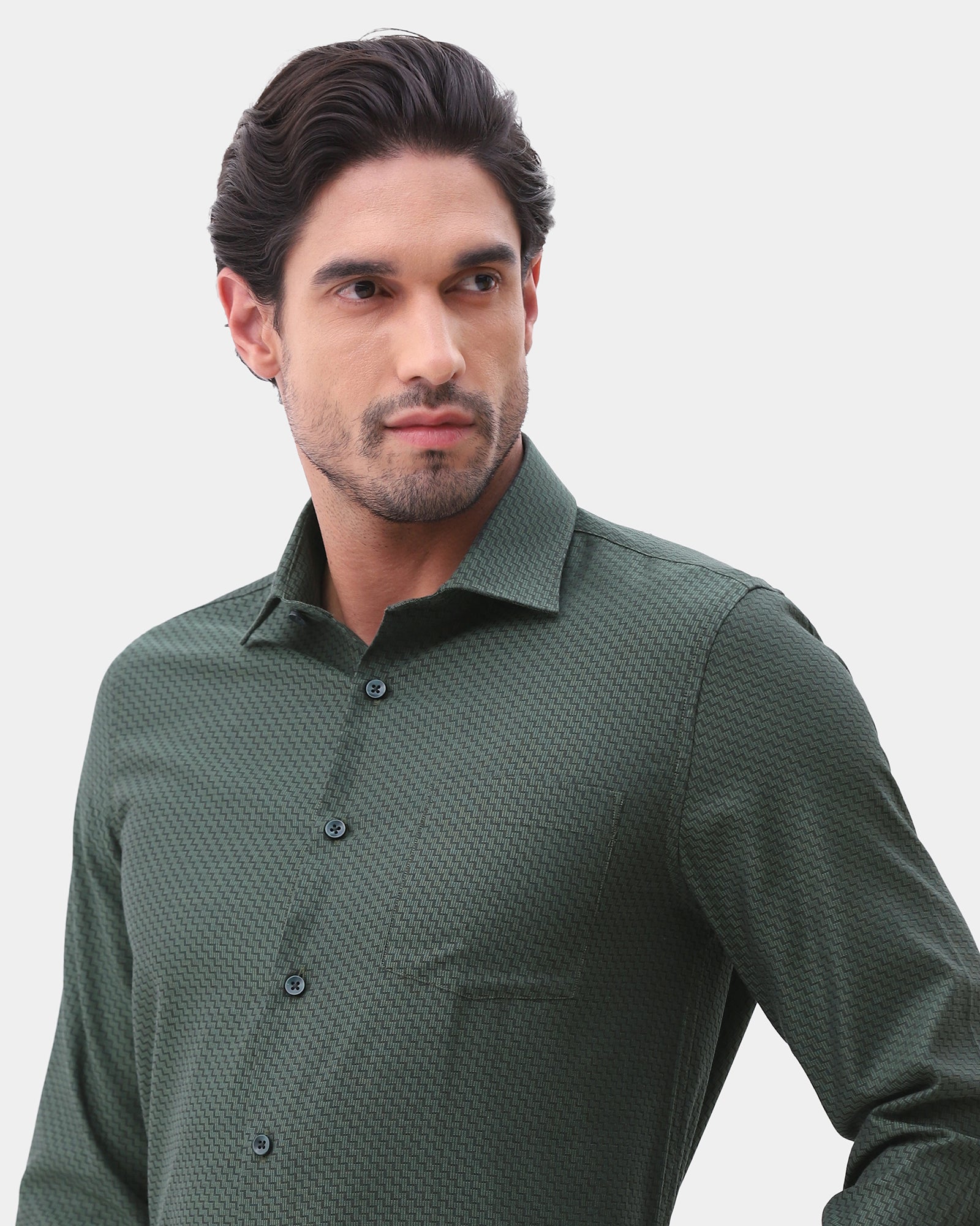 Green Textured Shirt - Voree