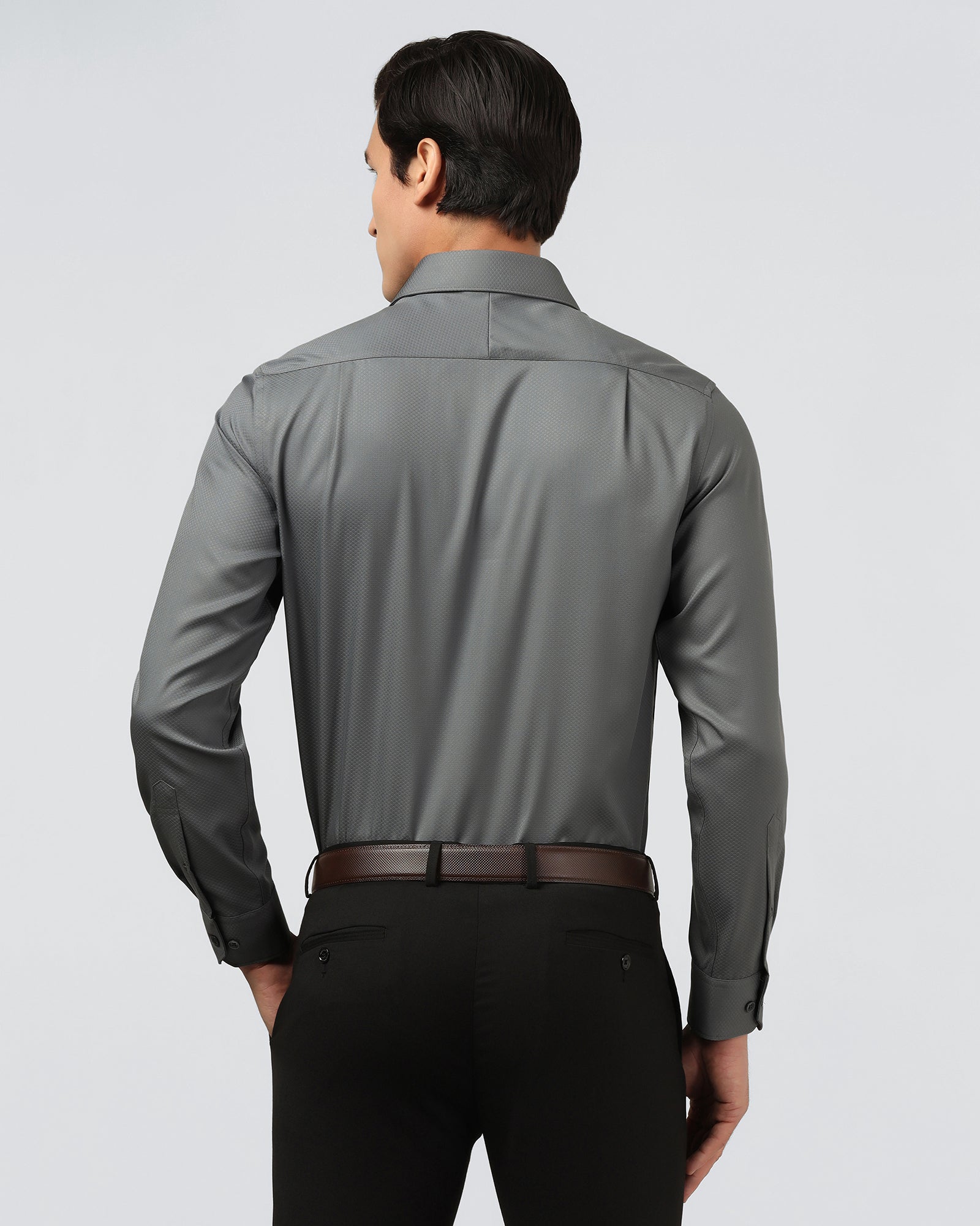 Grey Non Iron Textured Shirt - Erik