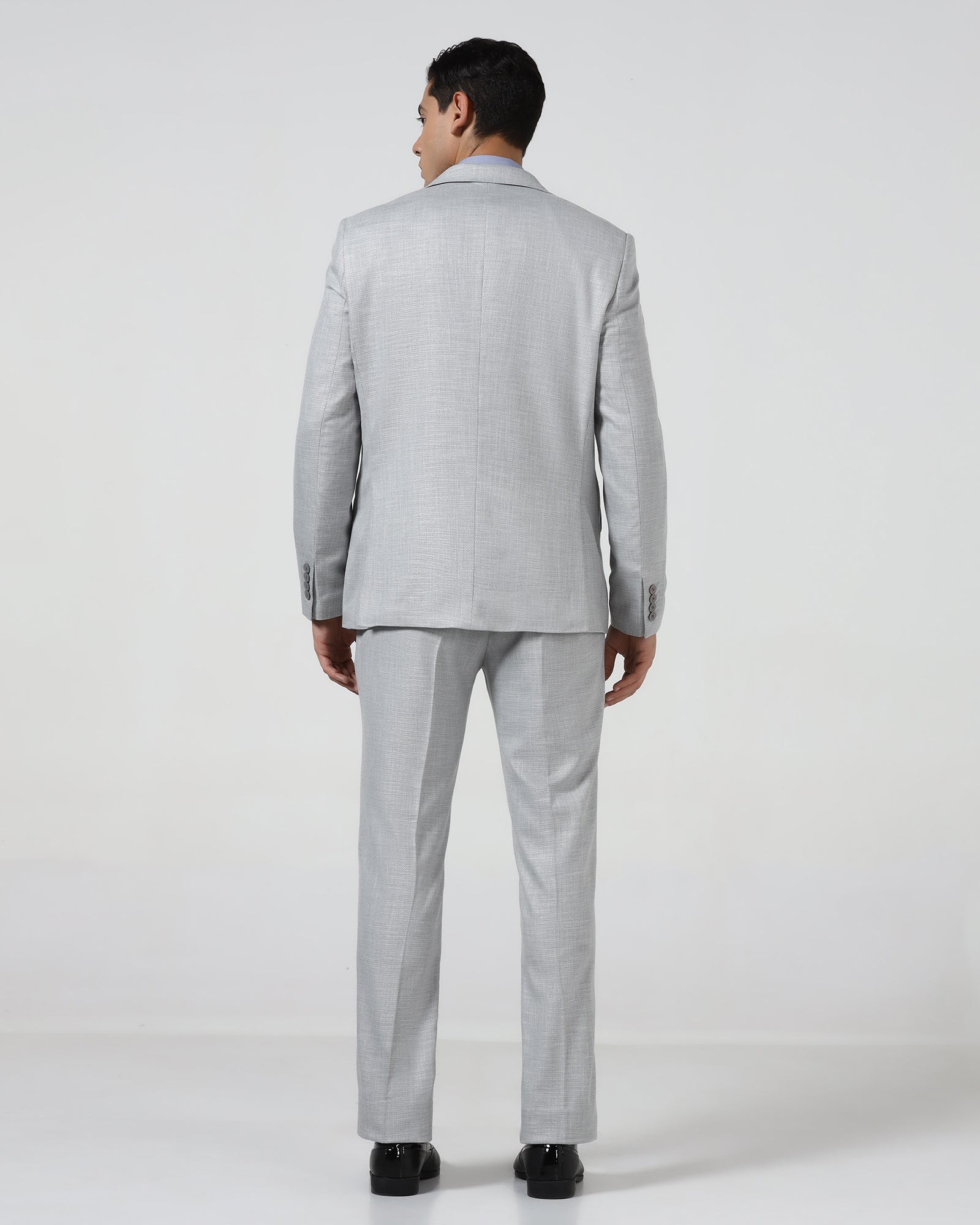 Grey Three Piece Textured Suit - Dayle