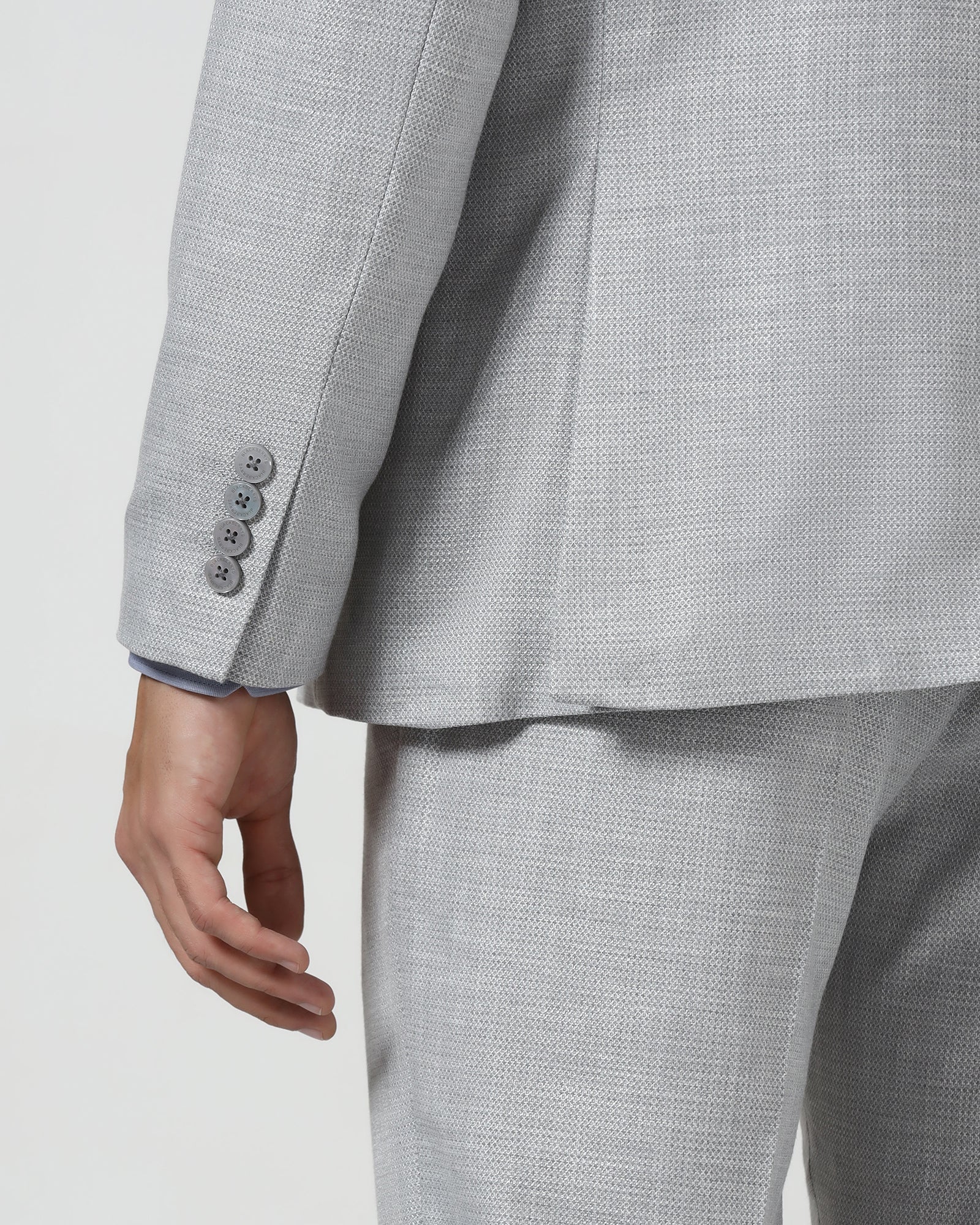 Grey Three Piece Textured Suit - Dayle