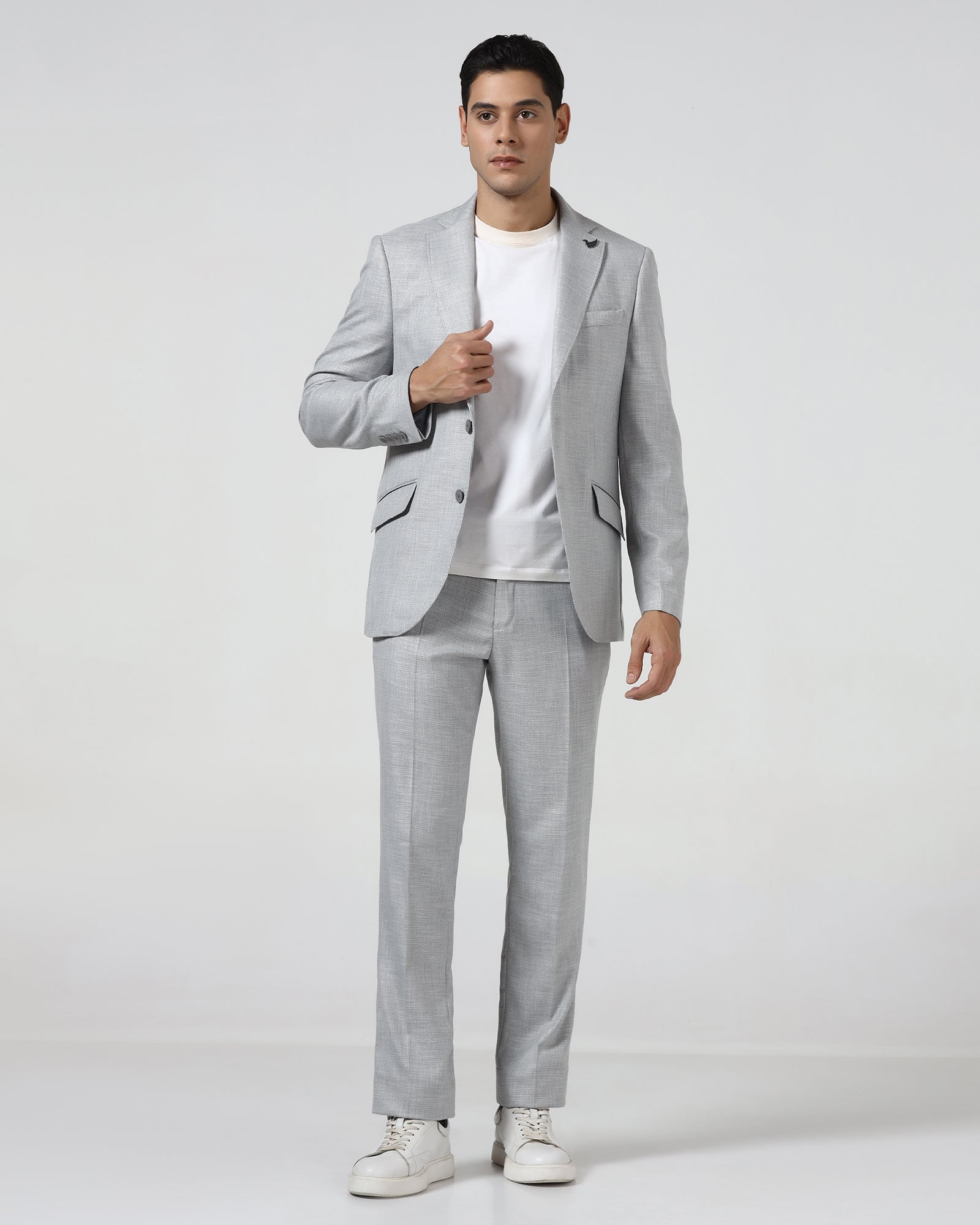 Grey Three Piece Textured Suit - Dayle