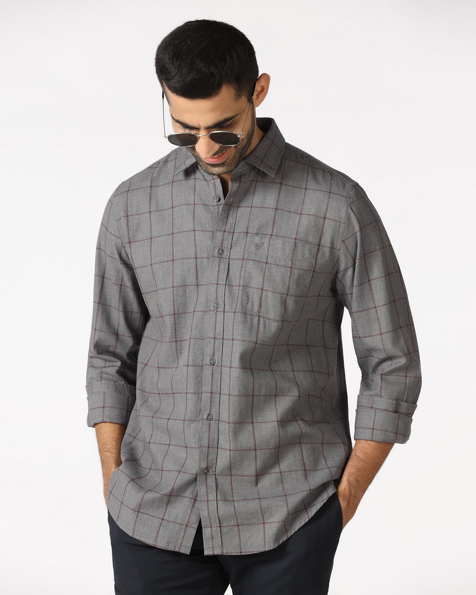 Grey Check Shirt - Wishk