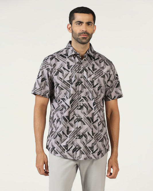 Grey Half Sleeve Printed Shirt - Volmer