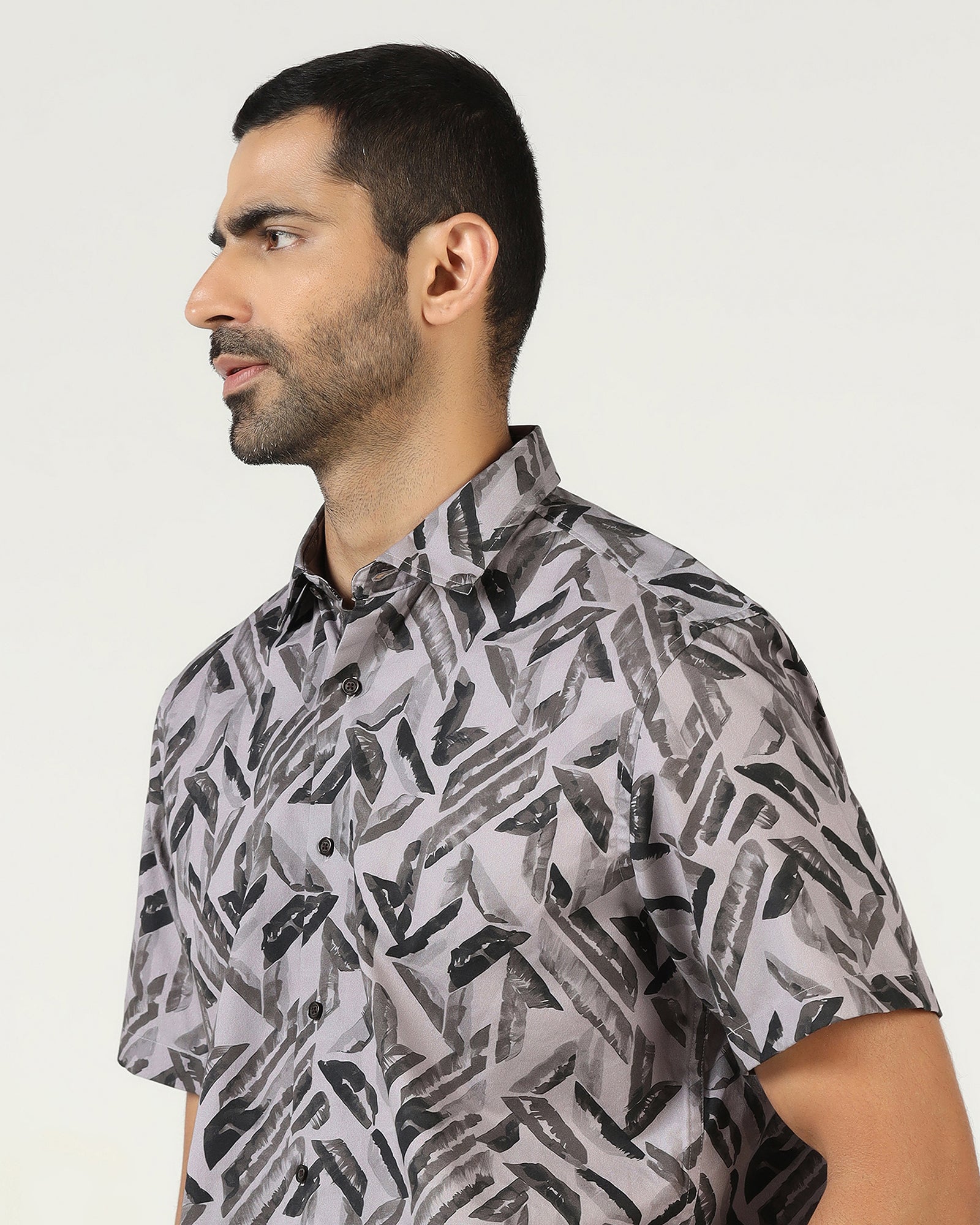 Grey Half Sleeve Printed Shirt - Volmer