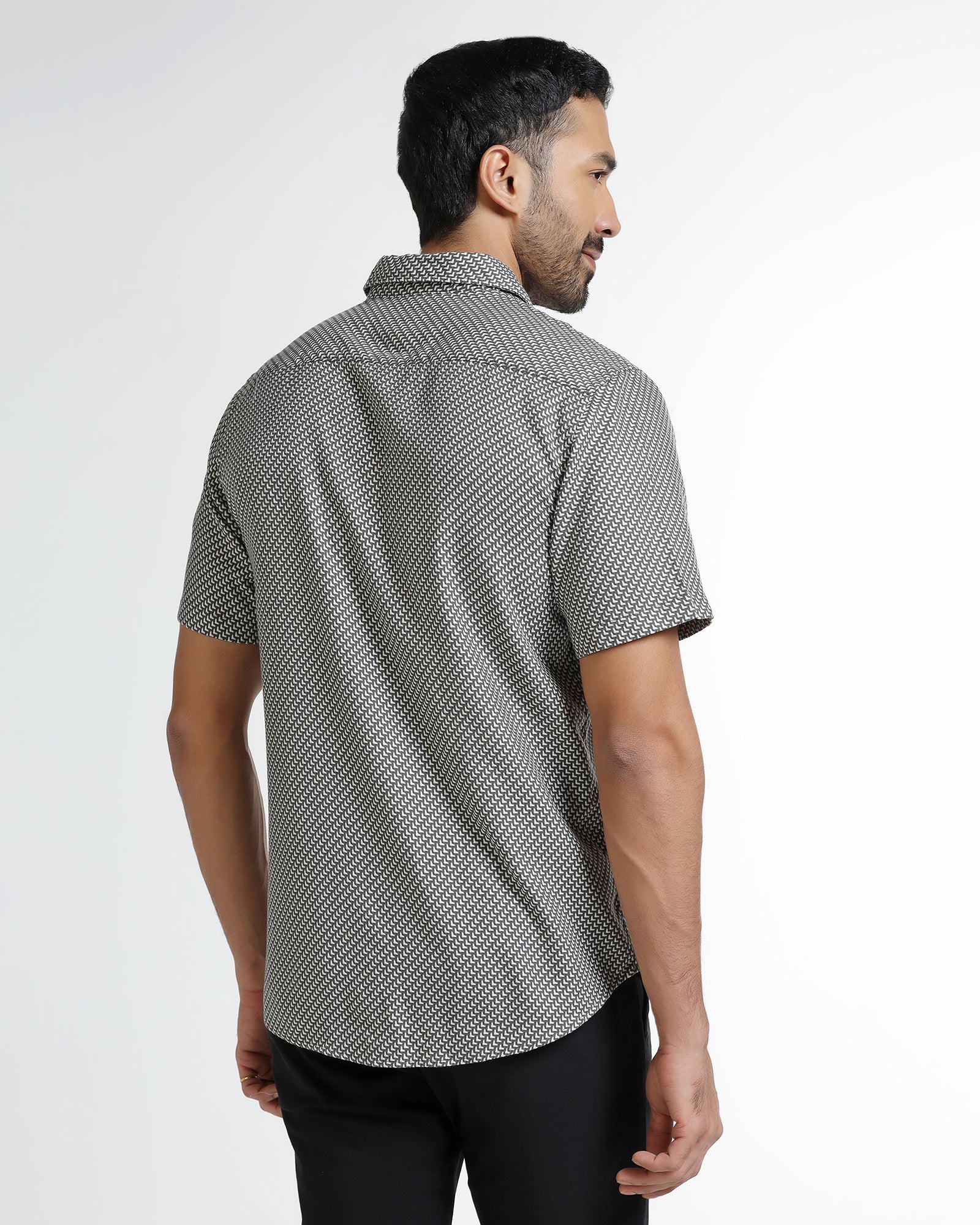 Grey Half Sleeve Textured Shirt - Durlan