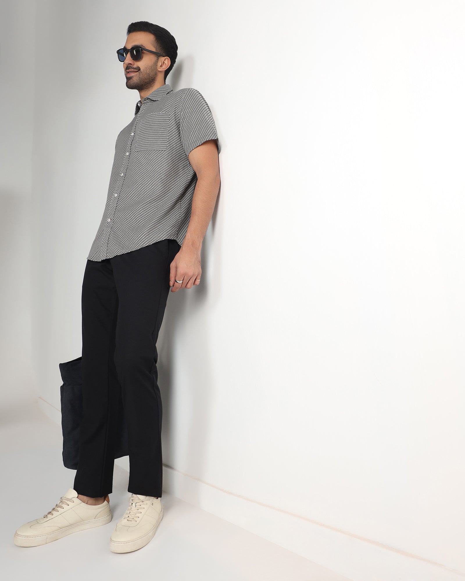 Grey Half Sleeve Textured Shirt - Durlan