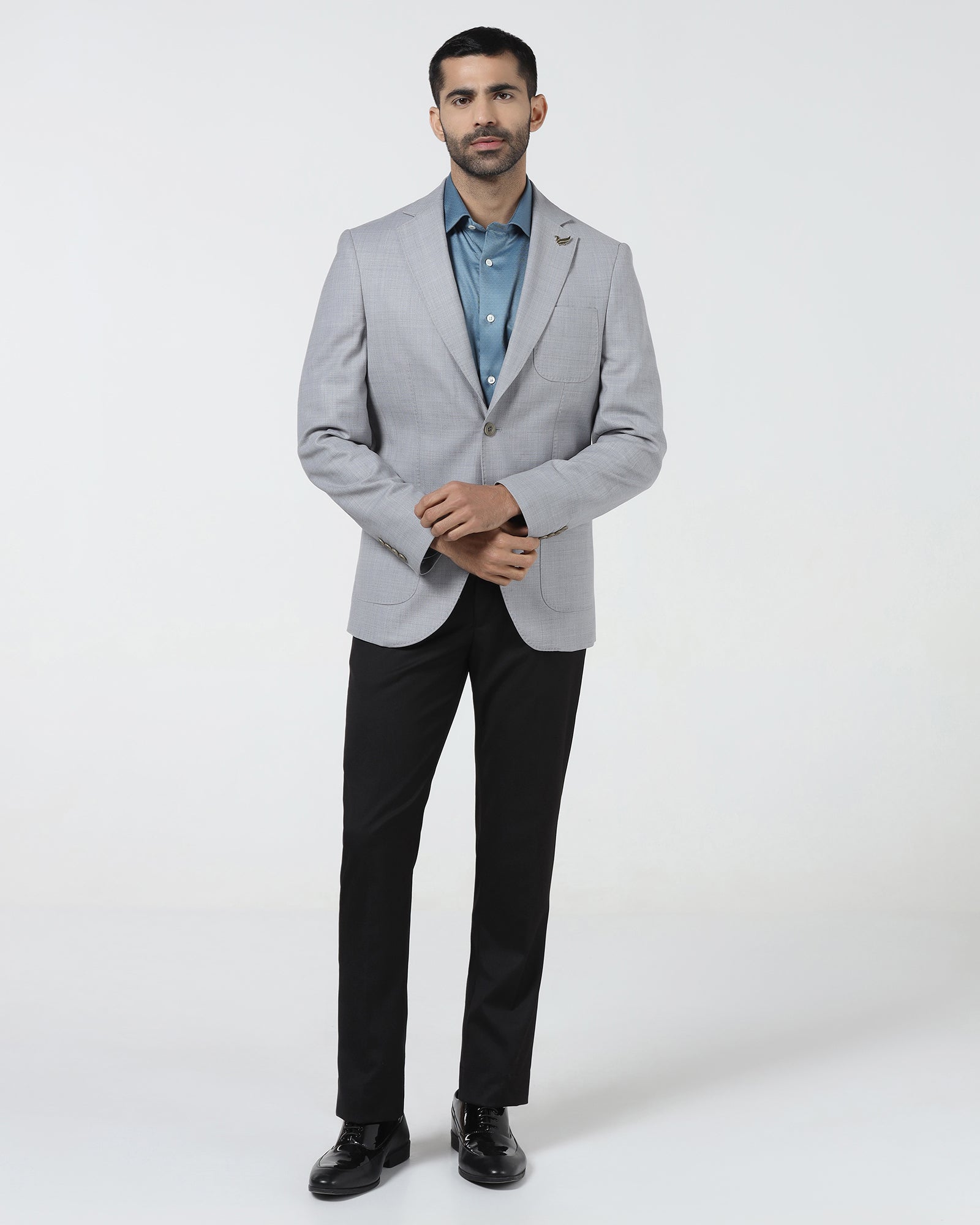 Grey Luxe Solid Blazer - Randal