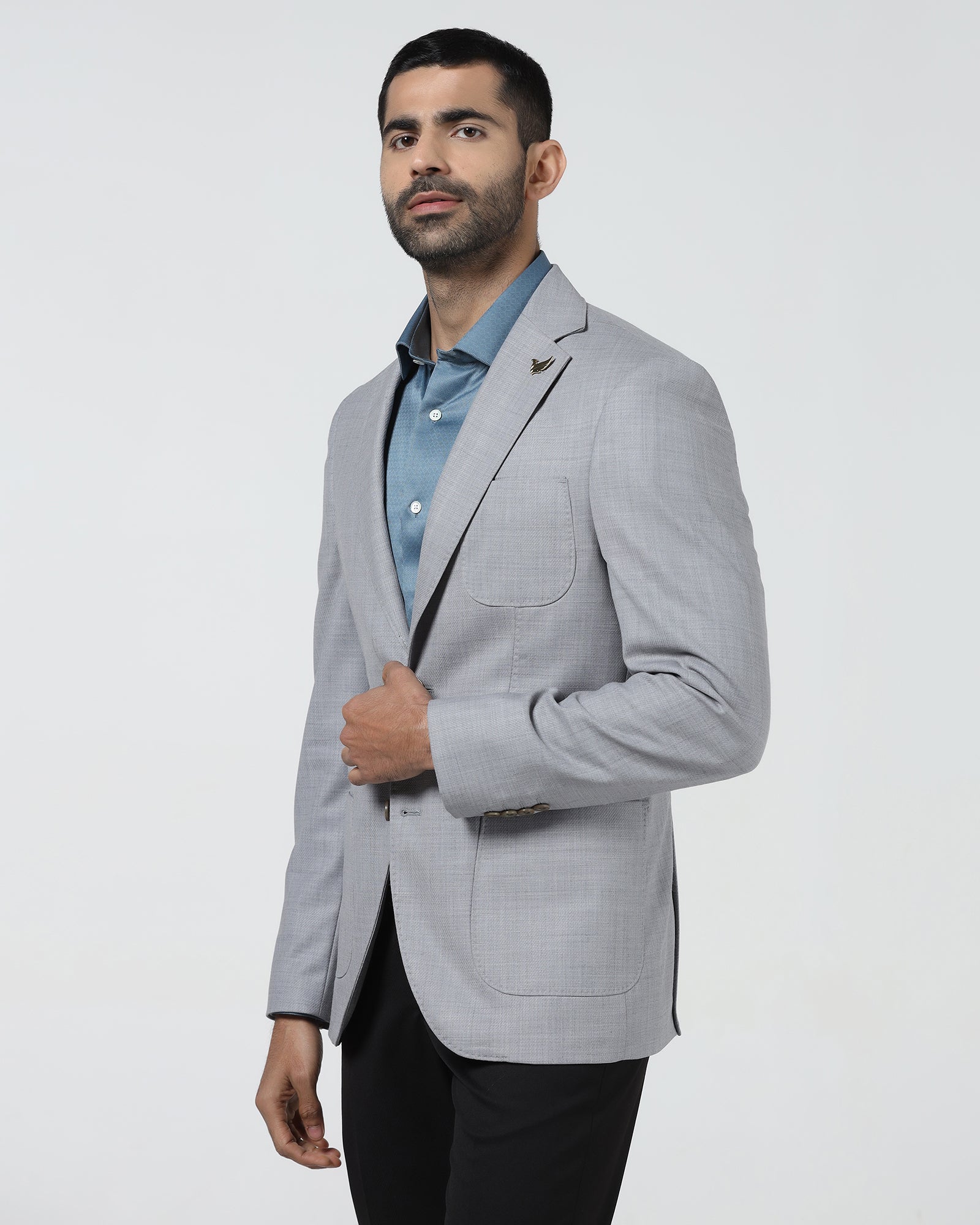 Grey Luxe Solid Blazer - Randal