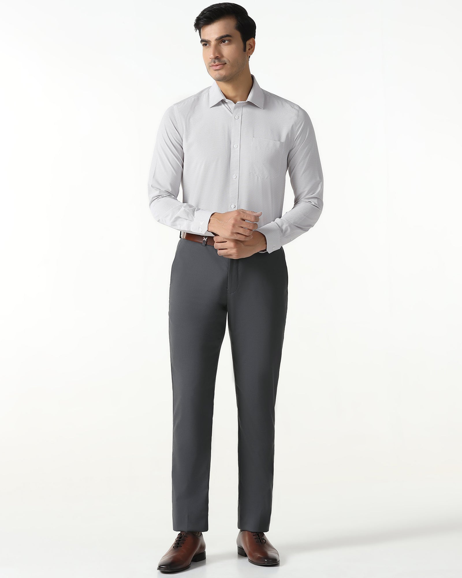 Grey Luxe Solid Trouser - Meter
