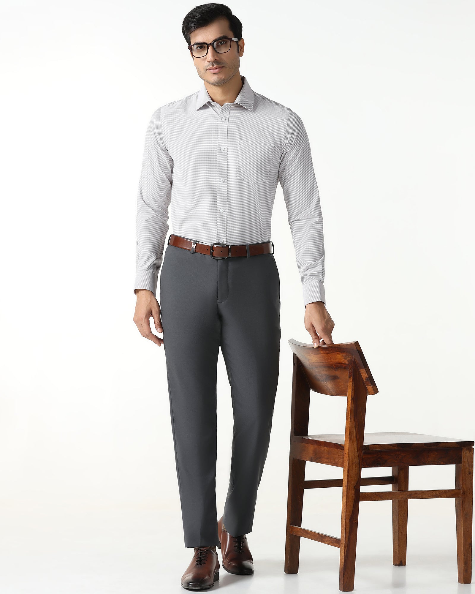 Grey Luxe Solid Trouser - Meter