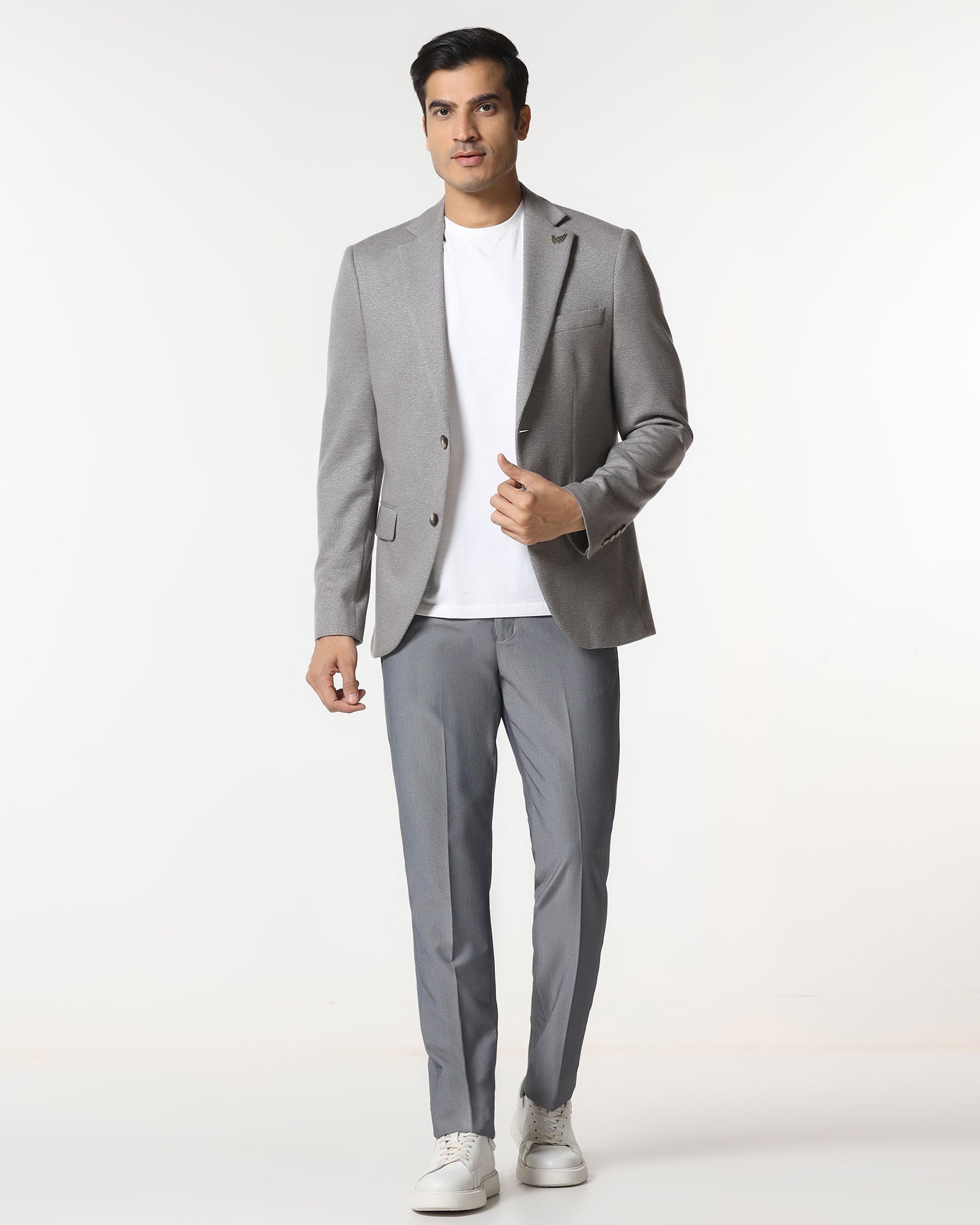 Grey Luxe Textured Blazer - Baleno