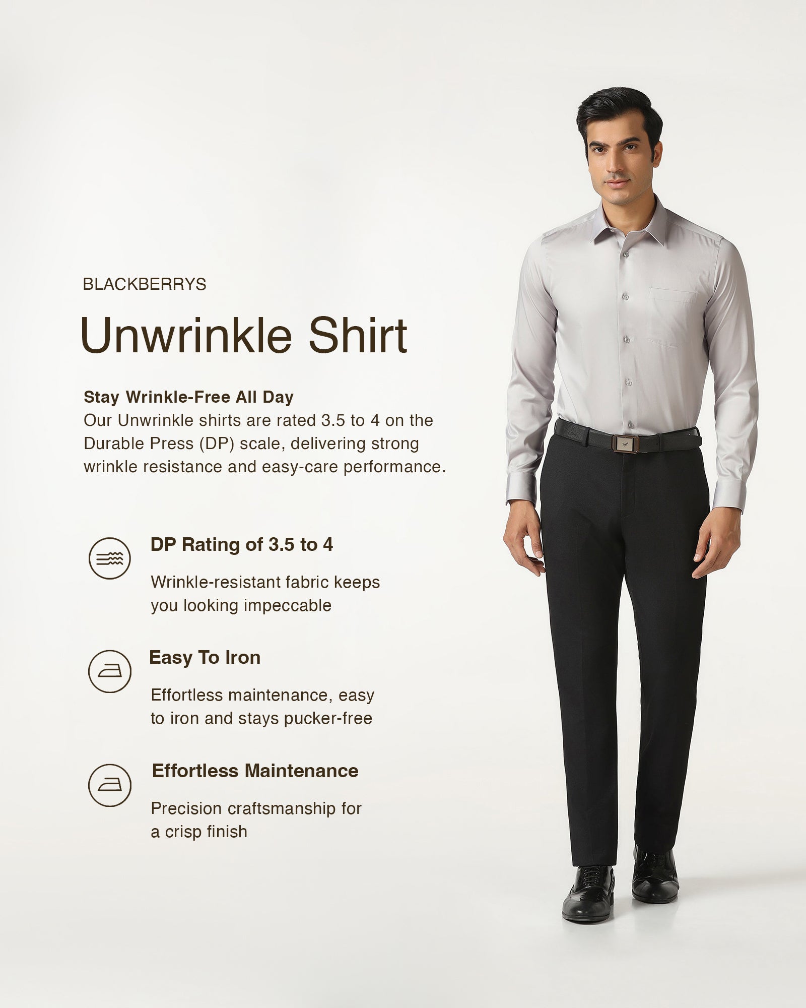 Grey Non Iron Solid Shirt - Sailor