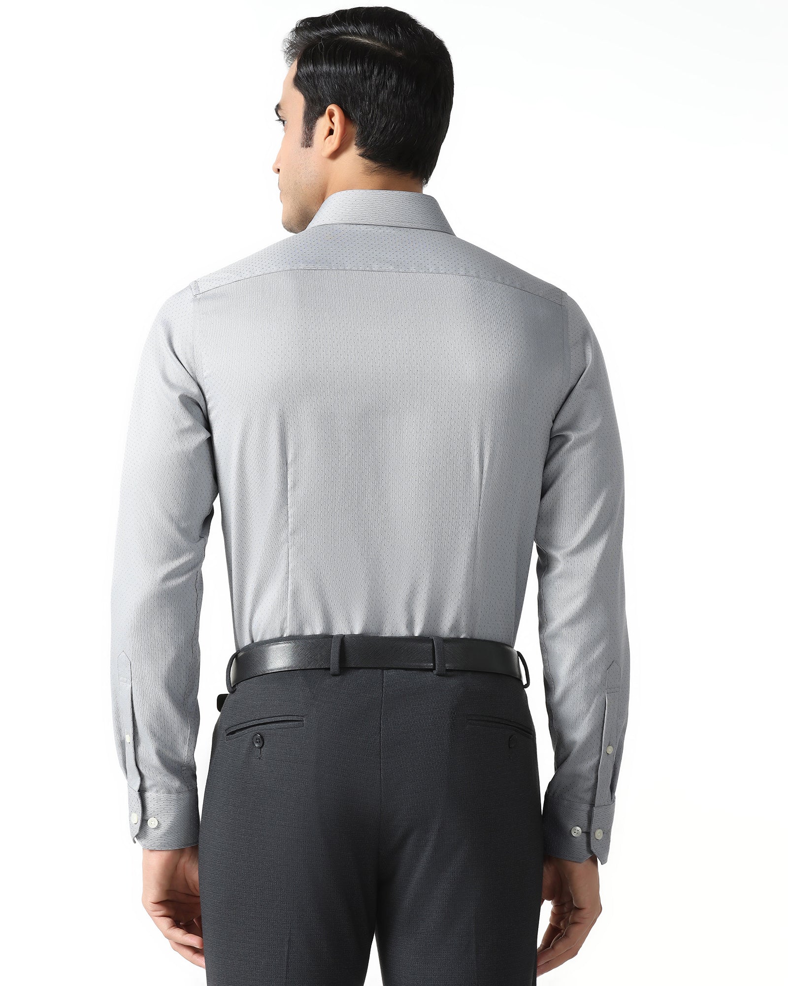 Grey Non Iron Textured Shirt - Relate