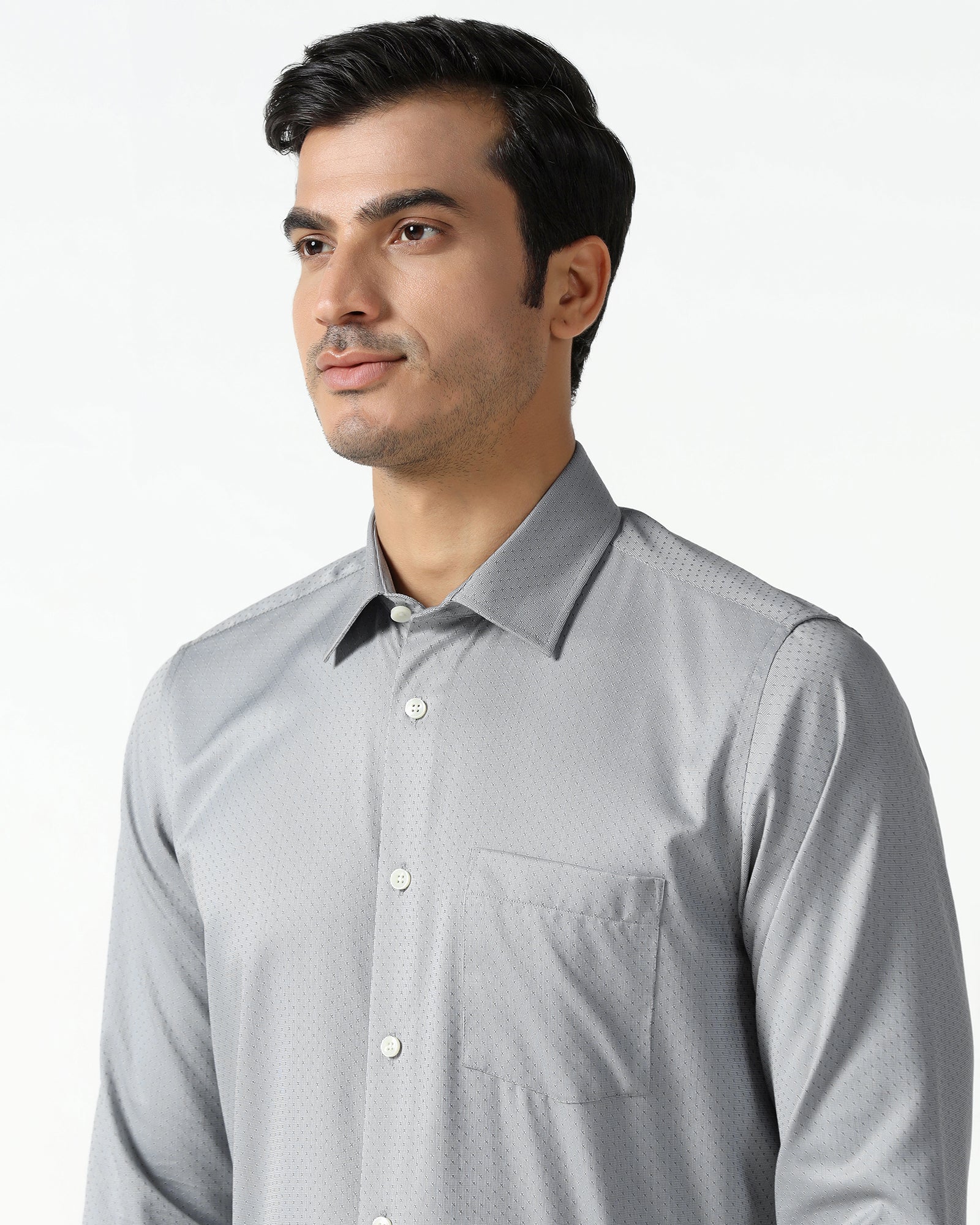 Grey Non Iron Textured Shirt - Relate