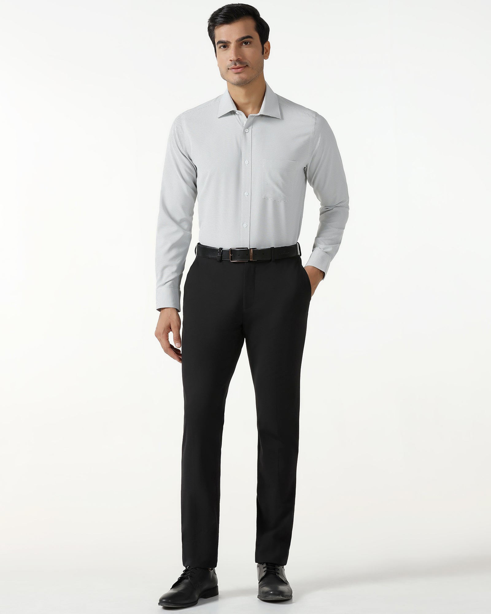 Grey Non Iron Textured Shirt - Rise